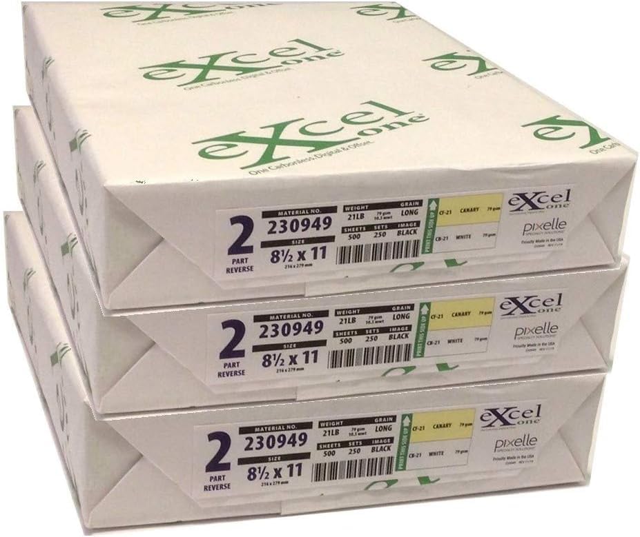Excel One Carbonless 2-Part NCR Paper 230949 (Canary/White), 8.5