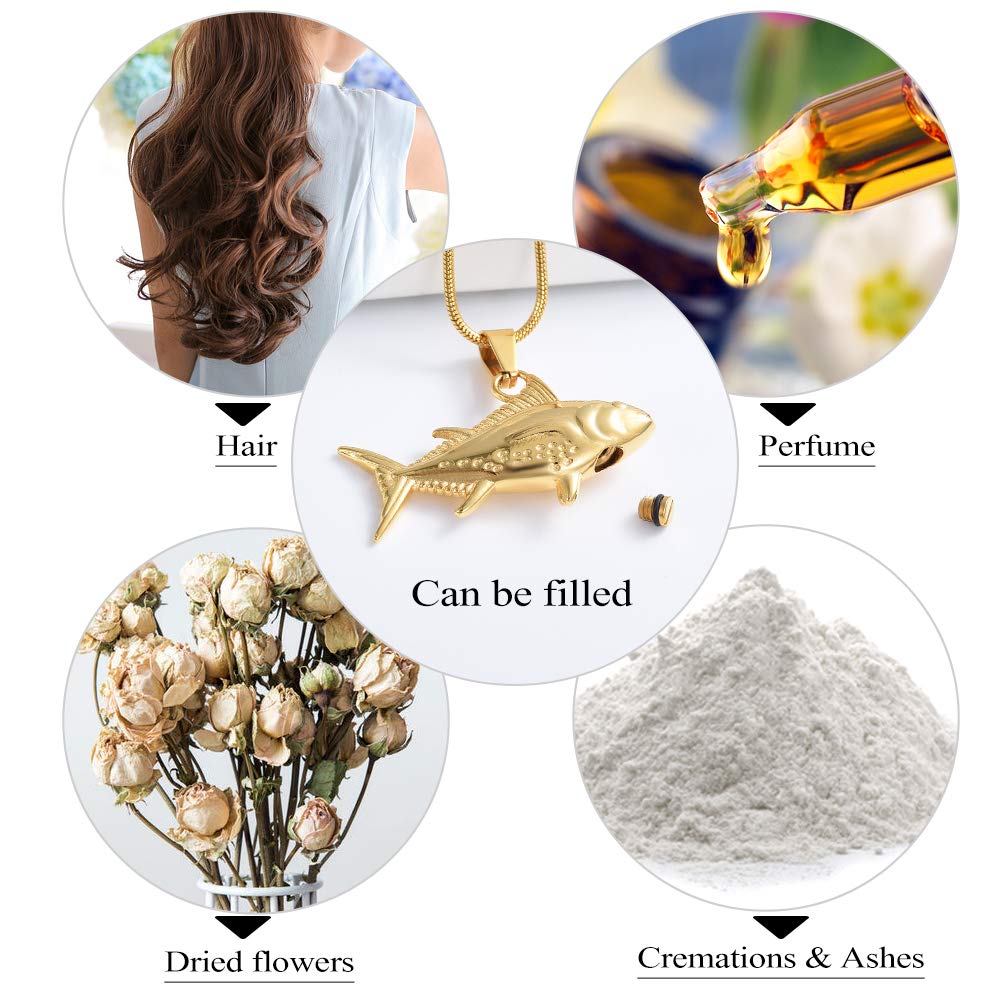 IMRSANL Cremation Jewelry - Memorial Ashes Necklace for Men & Women - Shark Fish Urn Pendant for Human & Pet Ashes - Keepsake Jewelry for Loved Ones - Perfect for Memorial Services & Everyday Remembrance