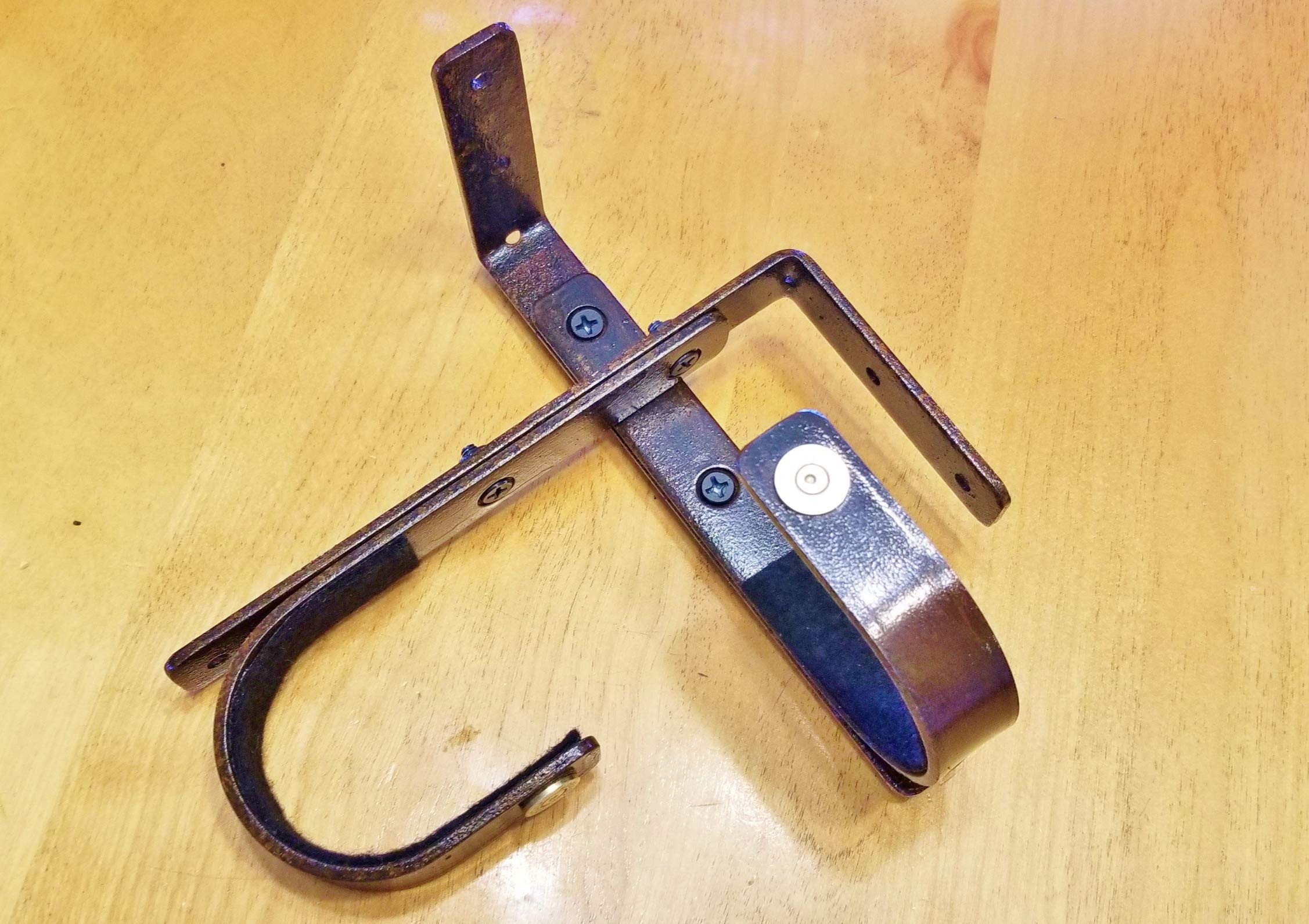 **Rustic Felt-Lined Fireplace Rifle Hangers - Shotgun & Rifle Display Hooks for Mantle (45 Long Colt, Black Finish) - Perfect for Cabin, Hunting Lodge & Home Decor**
