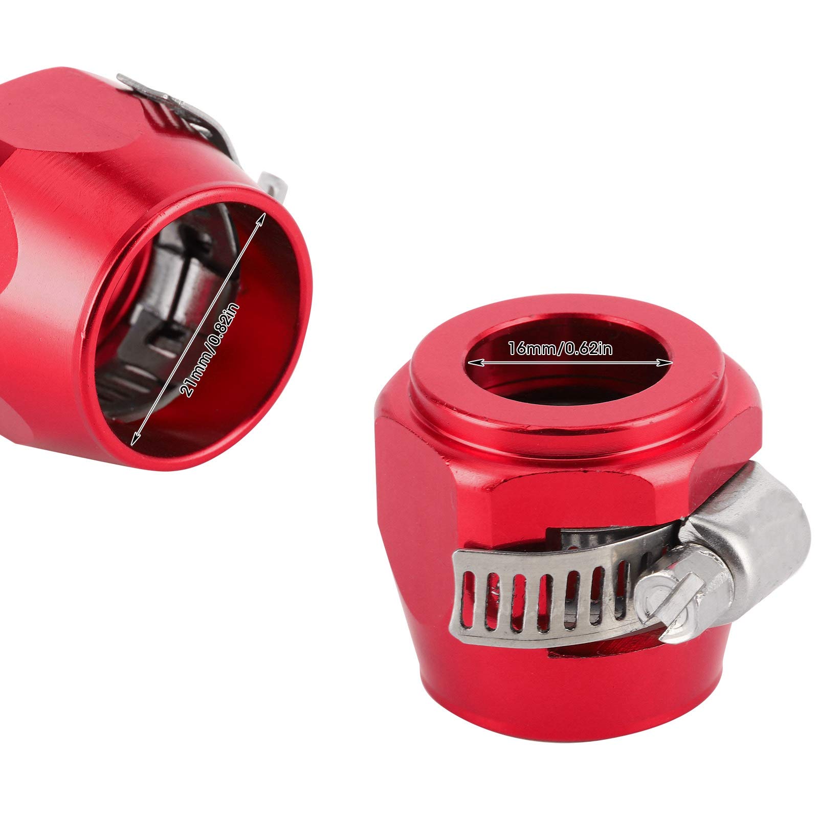 10AN Professional Hose Clamp - Heavy Duty Fuel, Oil, Air & Water Pipe Fitting Clamp - Easy Installation Hose Finisher (Red) - Perfect for Automotive, Marine & Industrial Applications