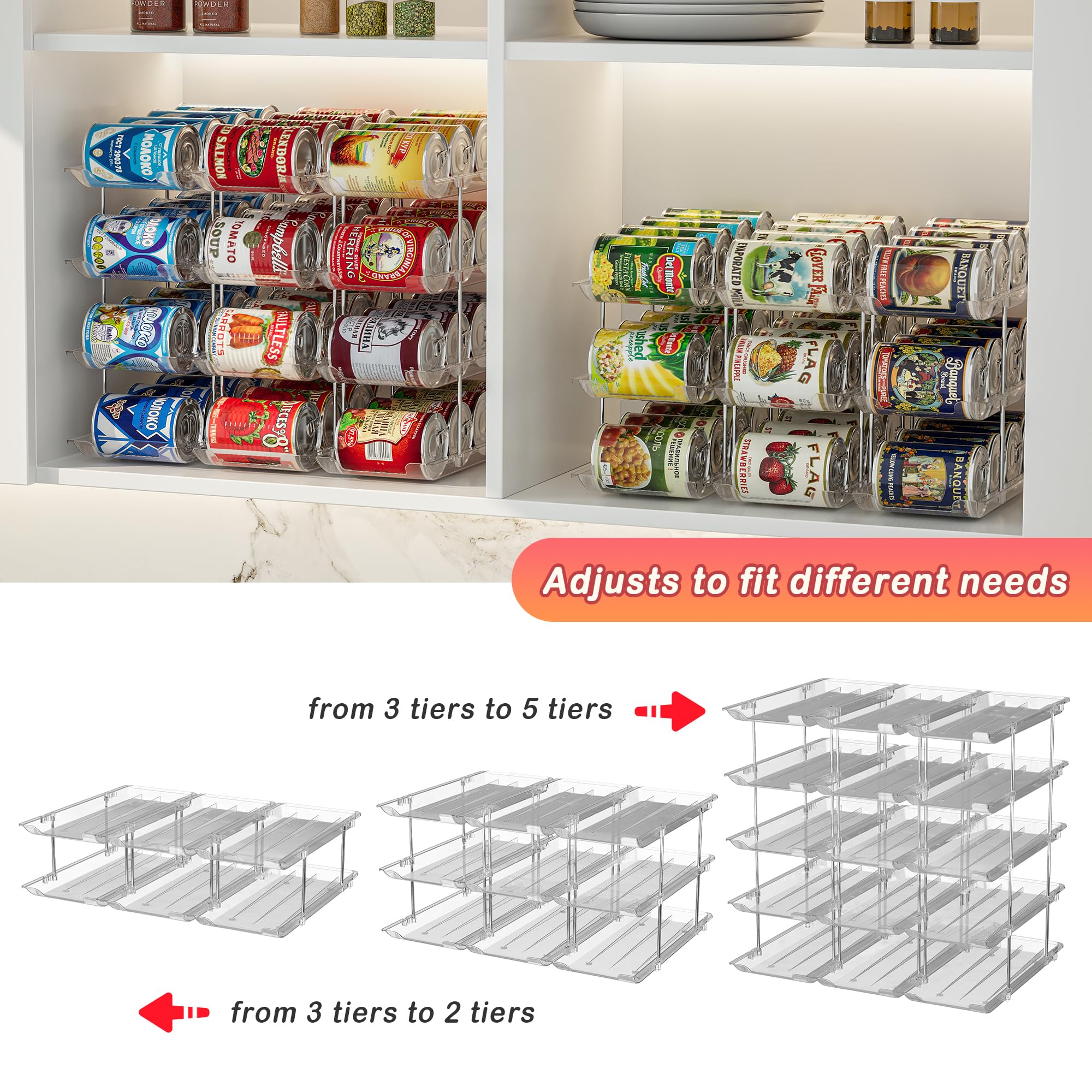 9-Pack Clear Can Storage Organizer for Pantry - Stackable Canned Food Holder & Soup Can Dispenser with Rack - Perfect for Kitchen Organization, Grocery Stores, and Emergency Food Storage