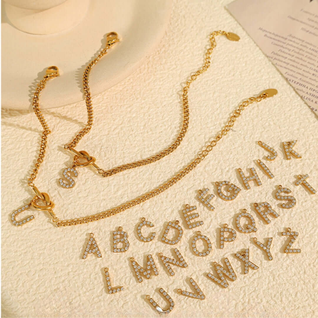 Custom Love Knot Alphabet Cuban Chain Necklace - Personalized Initial Pendant Jewelry Gift for Women, Men | Perfect for Valentine's Day, Anniversary & Romantic Occasions | JXB05