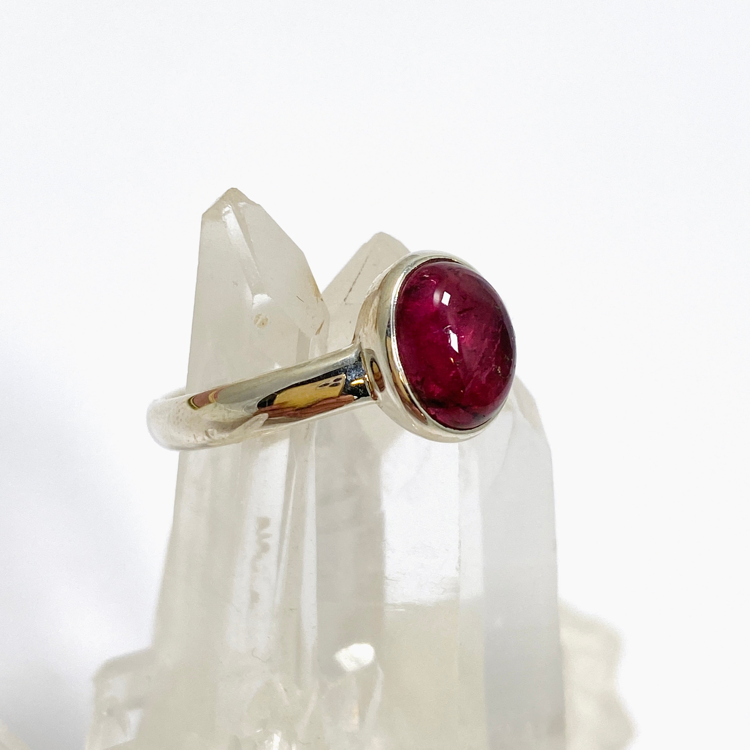 Pink Tourmaline Oval Cabochon Ring - Size 9 - PRGJ735 - Perfect for Engagement, Anniversary Gifts & Everyday Elegance