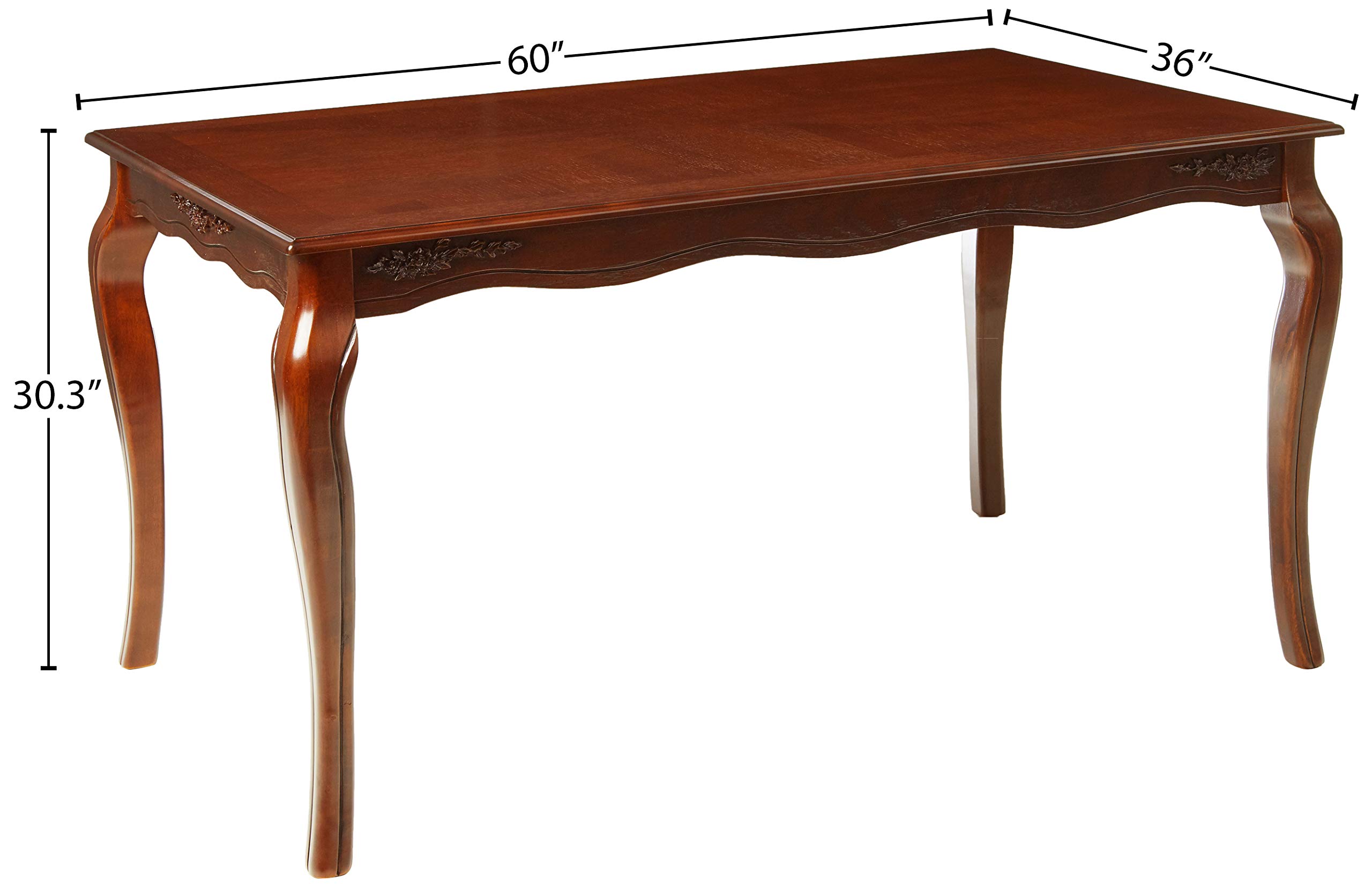 Furniture of America Kathryn Classic Style Dining Table - Dark Walnut Finish | Elegant Dining Room Furniture for Home & Restaurant Use
