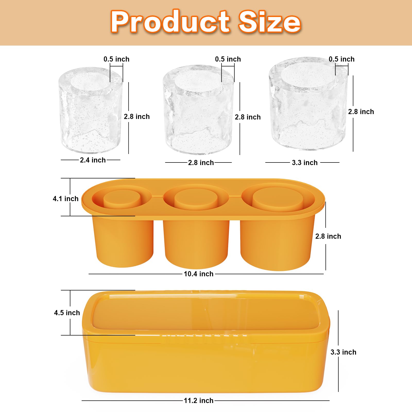 Stanley 3-Piece Silicone Hollow Cylinder Ice Cube Tray with Lid & Storage Bin - Perfect for 40oz Tumblers, Cocktails & Whiskey Drinks - Reusable Ice Maker for Home Bars & Parties