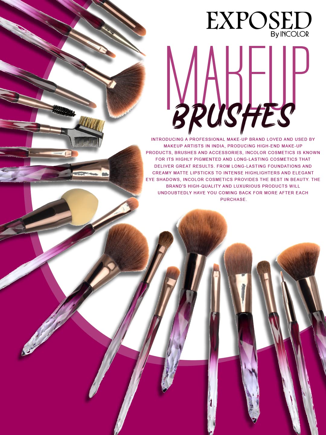 Incolor Exposed Makeup Powder Brush Set - Blusher Brush 02 for Flawless Cheek Contouring | Perfect for Professional Makeup & Everyday Beauty Routine