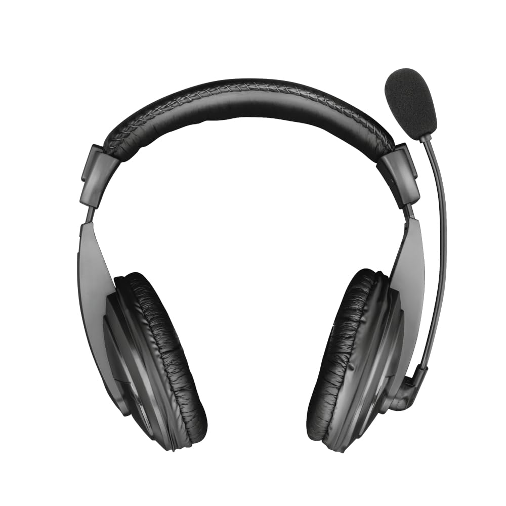 Trust Quasar PC Gaming Headset with Microphone - Stereo Sound Over-Ear Headphones with Noise Cancelling Mic, 3.5mm Jack & Inline Volume Control for Computer, Laptop, Gaming, Zoom Meetings, Online Classes & Remote Work (Black)