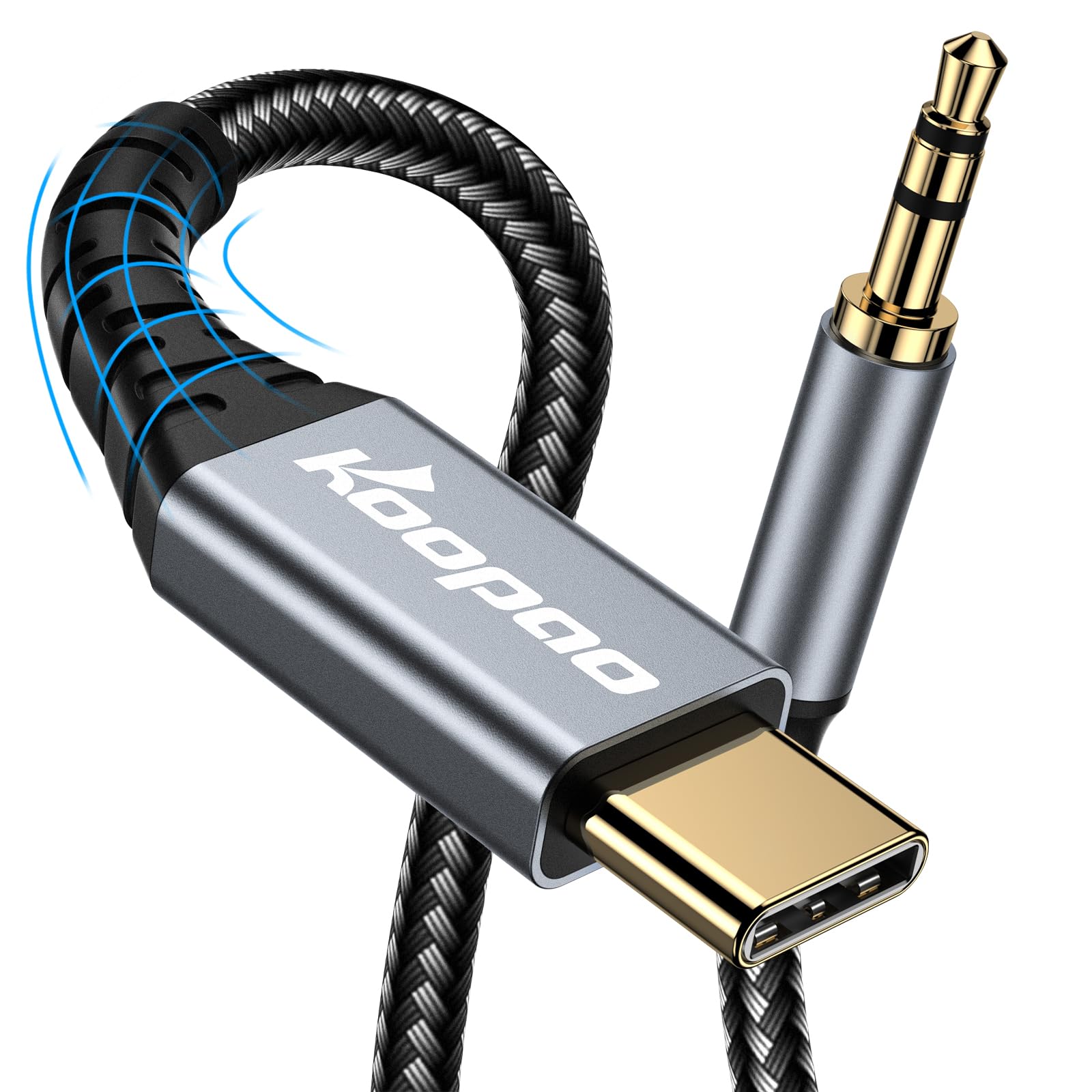KOOPAO USB C to 3.5mm Audio Aux Jack Cable, 3.3Ft Type C to Headphone Stereo Adapter for iPhone 15/16 Pro Max, Galaxy S24/S23/S22/S21, iPad Pro, Pixel 4/5XL - Car, Home & Travel Use