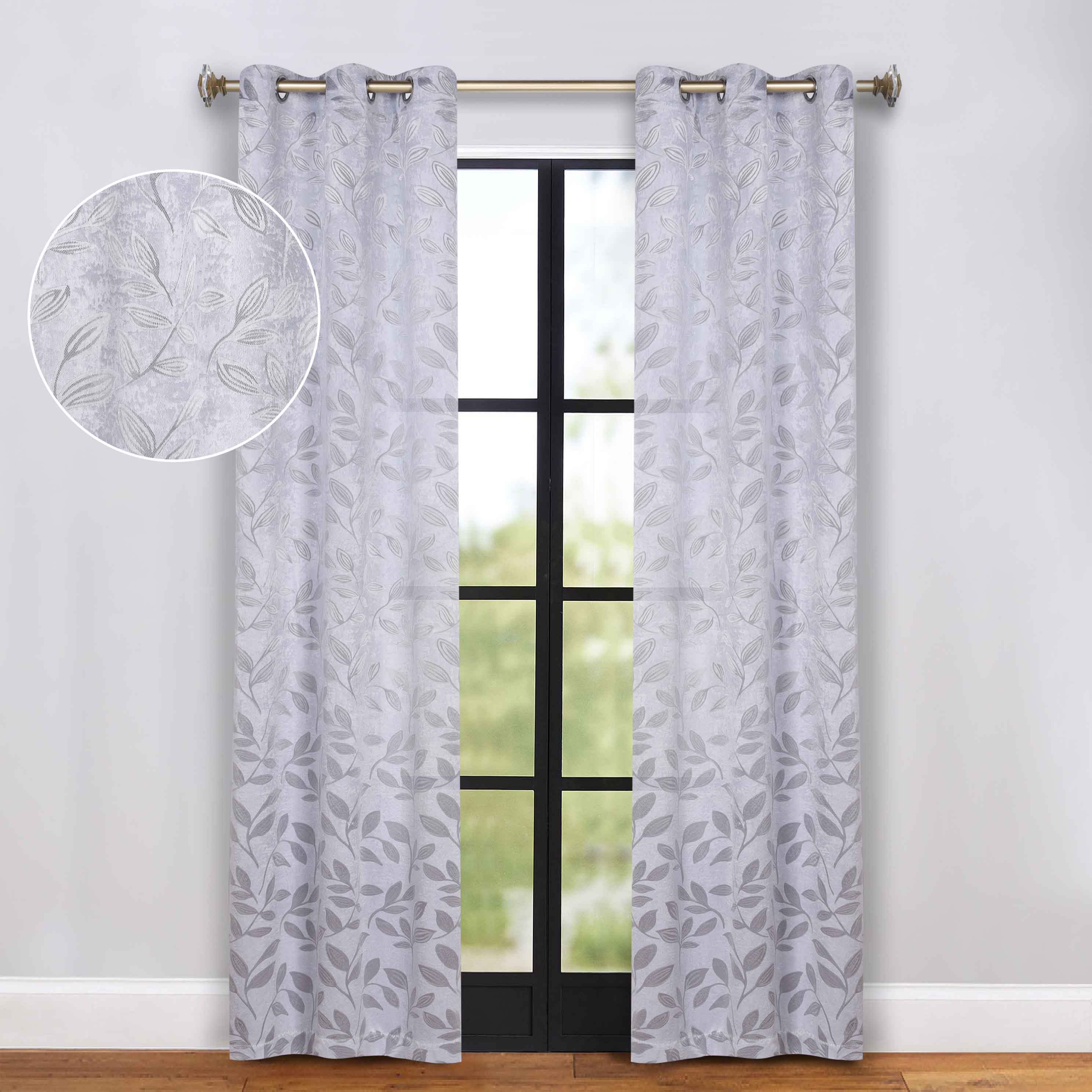 Leaves Grommet Blackout Curtains Set of 2 - Thermal Insulated Room Darkening Drapes for Bedroom & Living Room - Noise Reducing Window Treatment for Home Decor