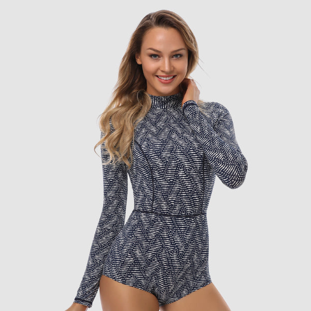 Women's Long Sleeve One Piece Swimsuit - UPF 50+ Sun Protection, Tummy Control Bathing Suit for Beach, Pool & Surfing | Plus Size Available