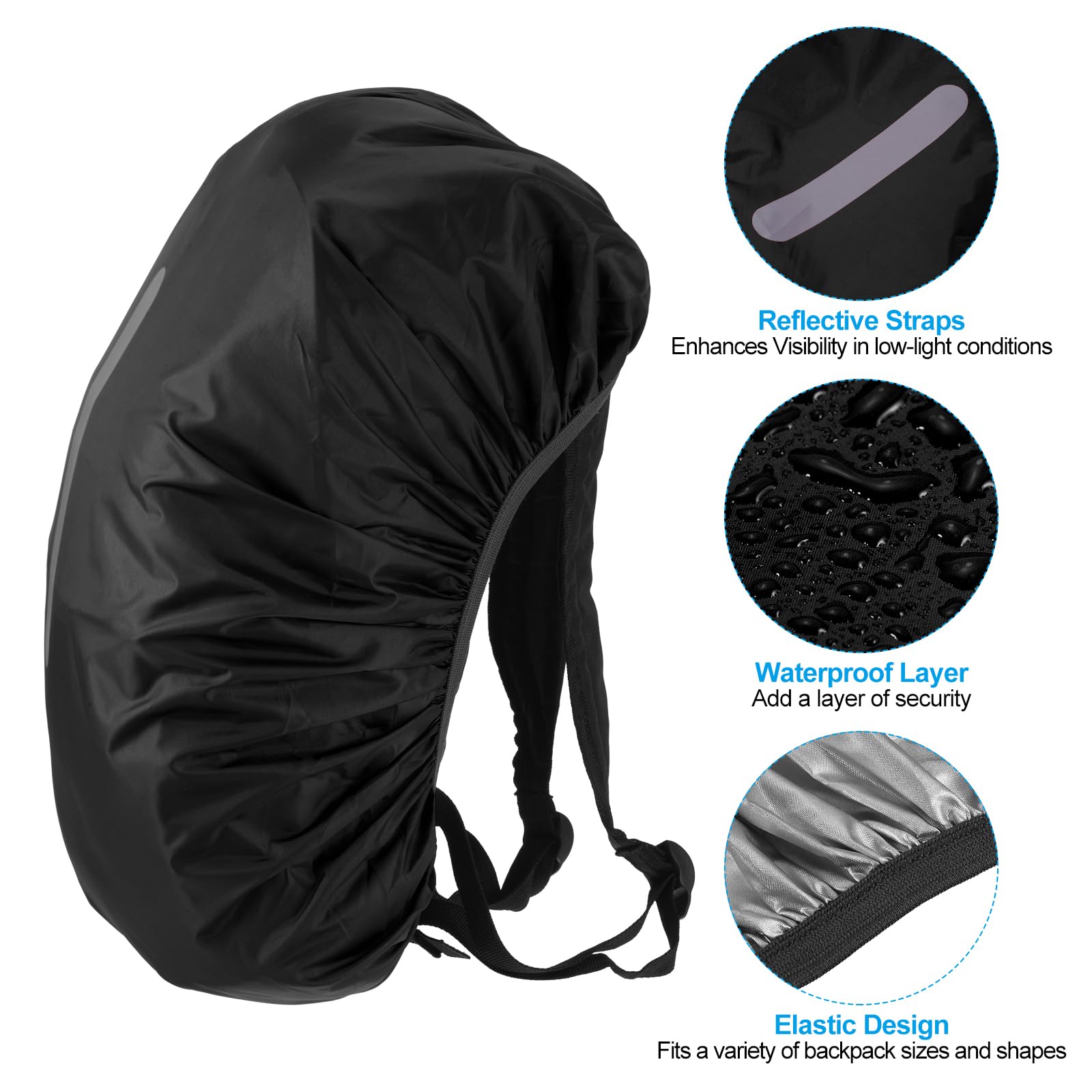 Waterproof Backpack Rain Cover with Non-Slip Design & Reflective Straps - Stay Dry for Hiking, Camping, Hunting - Perfect for Outdoor Adventures in Rainy Weather
