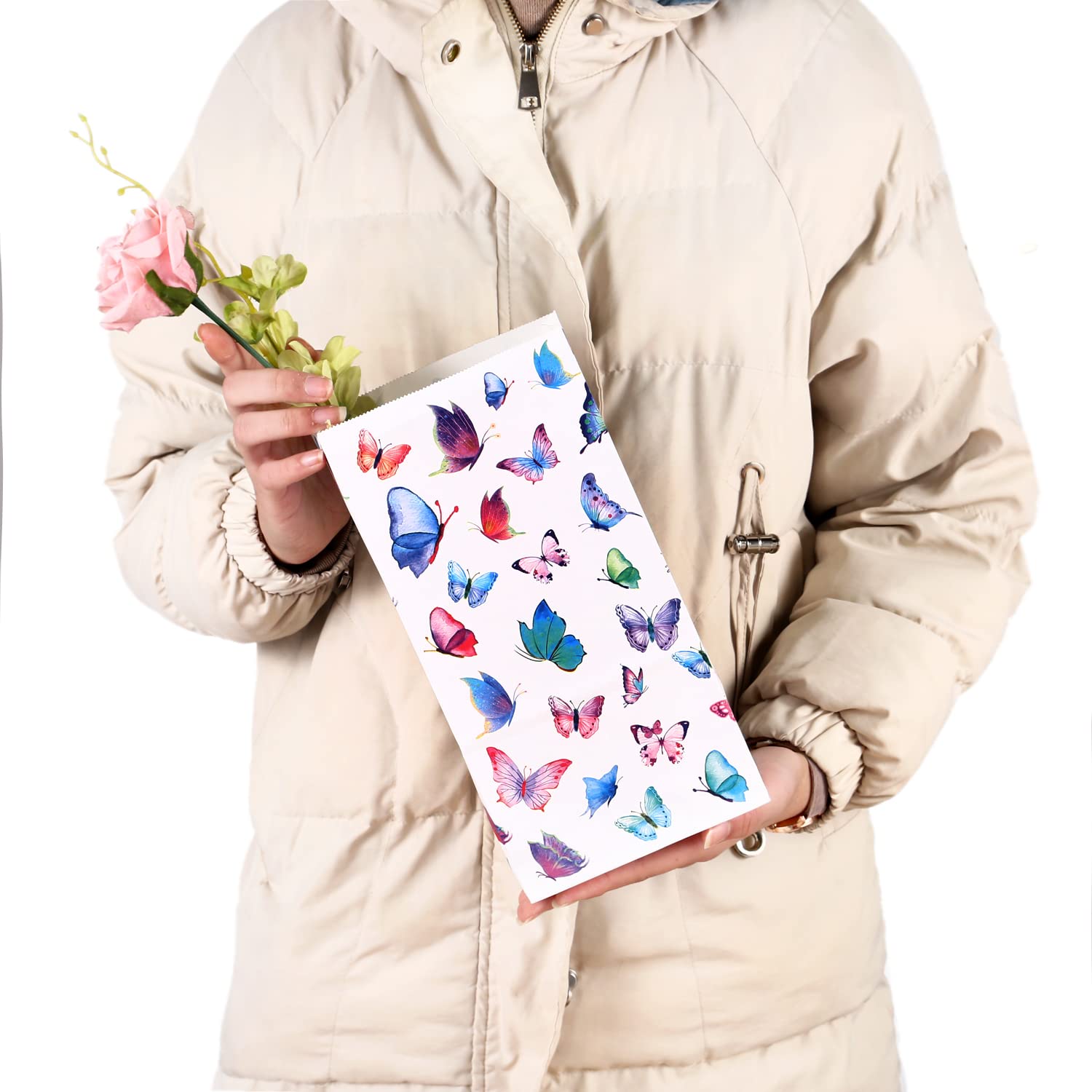 25Pcs Thickened Butterfly Favor Bags for Kids Birthday Party - Small Gift Goodie Bags with Handles - Perfect for Candy, Toys & Party Favors - Mini Size (WB1)