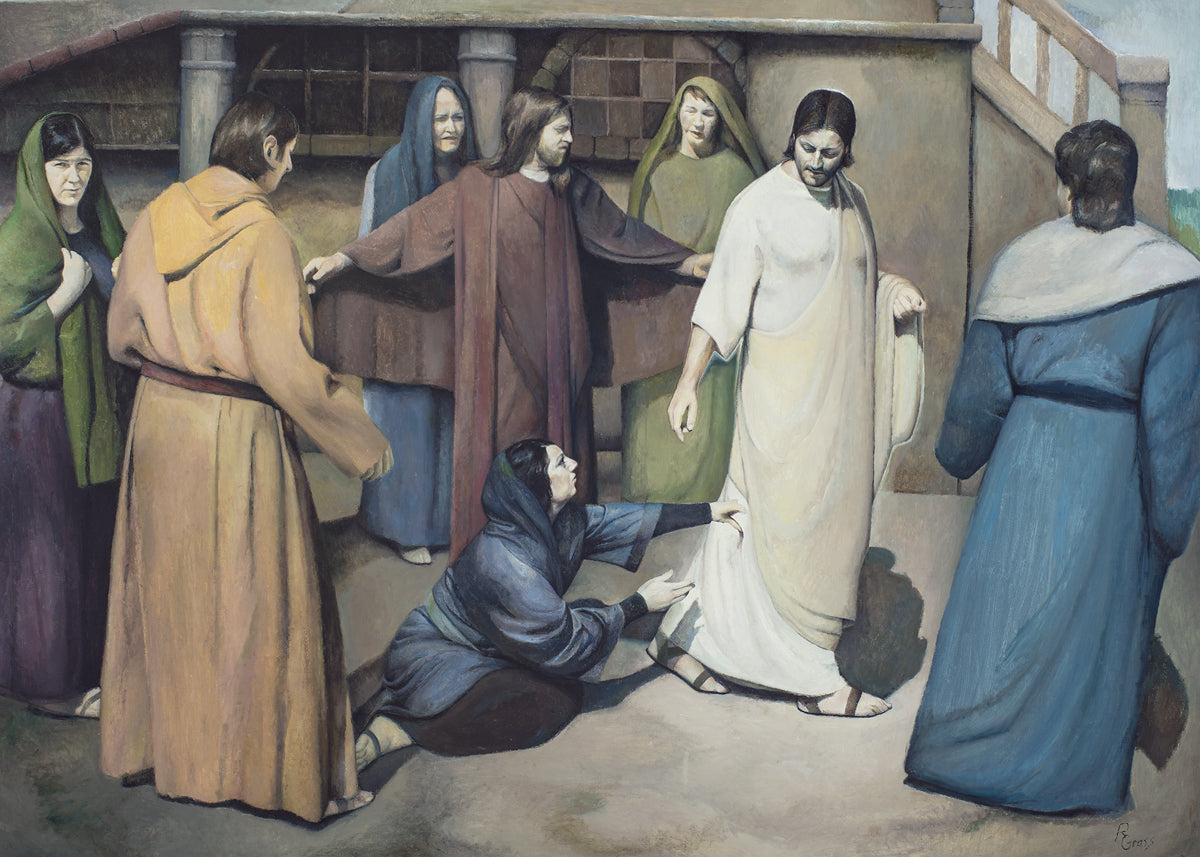 Jesus Healed the Woman Who Touched His Garment - Bible Story Scripture Christian Faith Wall Art for Home Church Decor