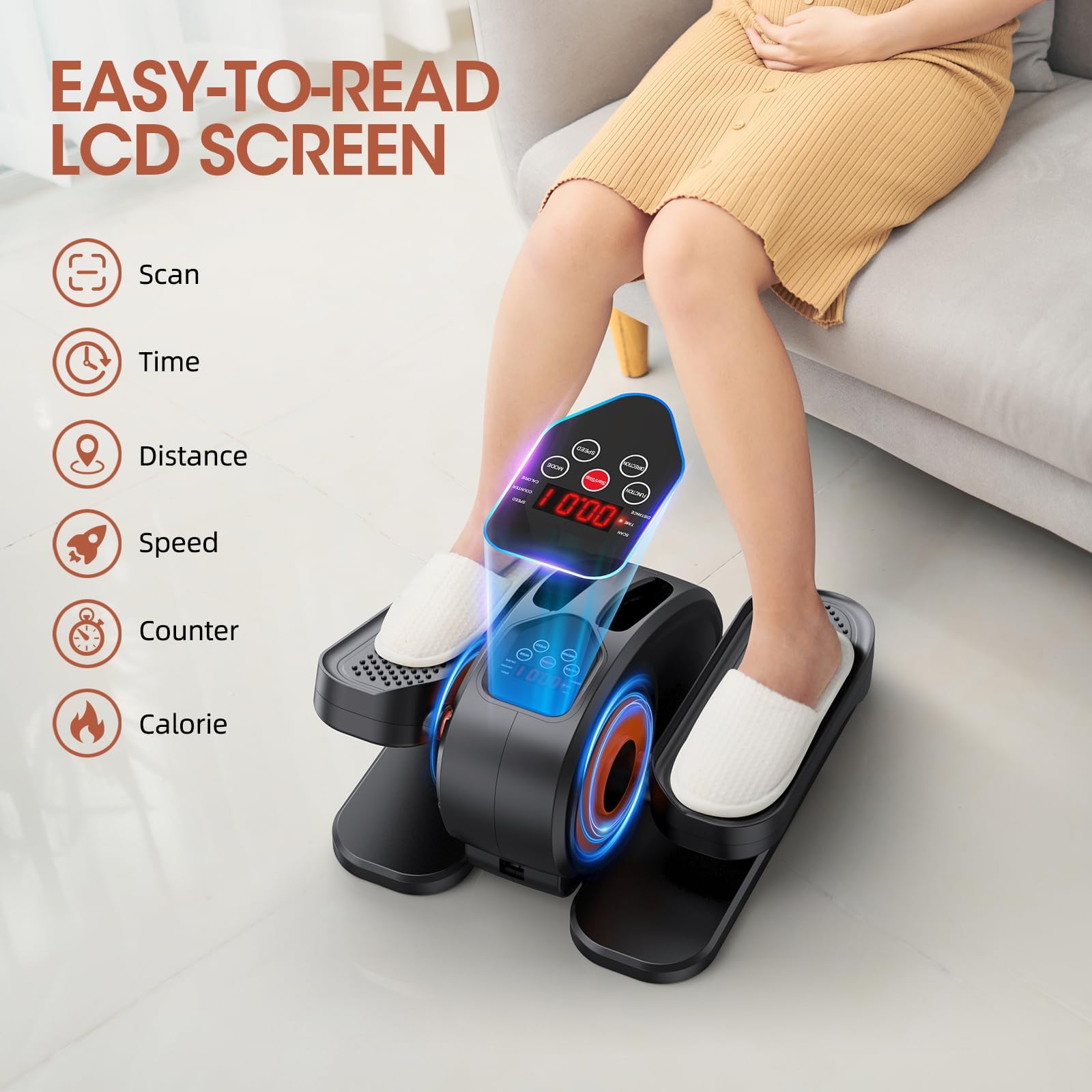 Under Desk Elliptical Machine - Quiet Electric Pedal Exerciser with LCD Display, Remote Control & 12 Speed Levels | Compact Seated Leg Workout Equipment for Home Office, Rehabilitation & Low-Impact Exercise