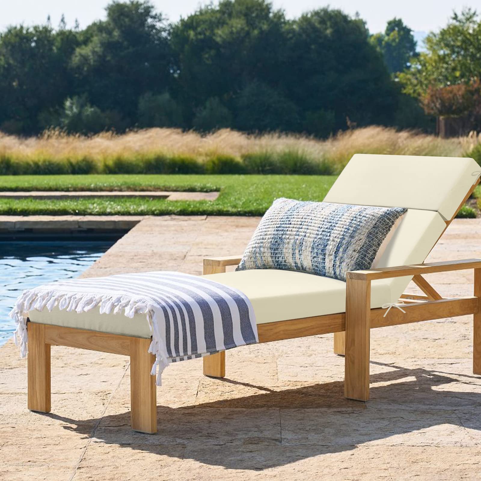 Waterproof Outdoor Chaise Lounge Cushion 72x21x3 Inch - Durable Patio Furniture Cushion for Poolside, Lawn & Backyard Relaxation | IDEHOME Comfortable Sunbathing Cushion