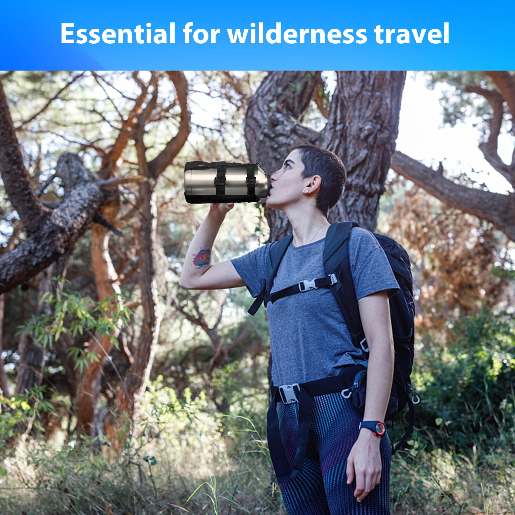 Water Bottle Holder with Adjustable Strap - Crossbody Sling Bag for 40oz & 64oz Jugs - Hands-Free Hydration for Hiking, Gym, Travel & Outdoor Activities