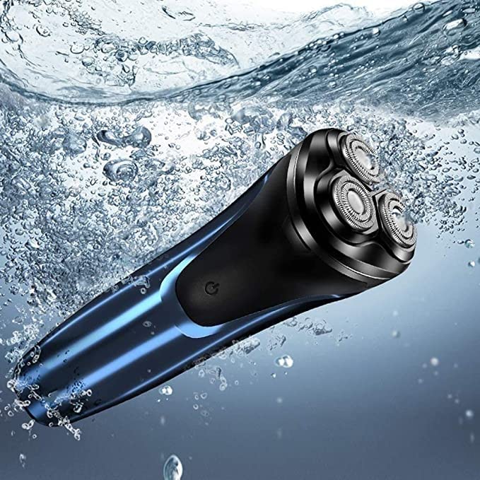 Rechargeable Waterproof Electric Shaver for Men - Wet & Dry Rotary Shaver with Trimmer - Perfect for Travel, Gym & Daily Shaving