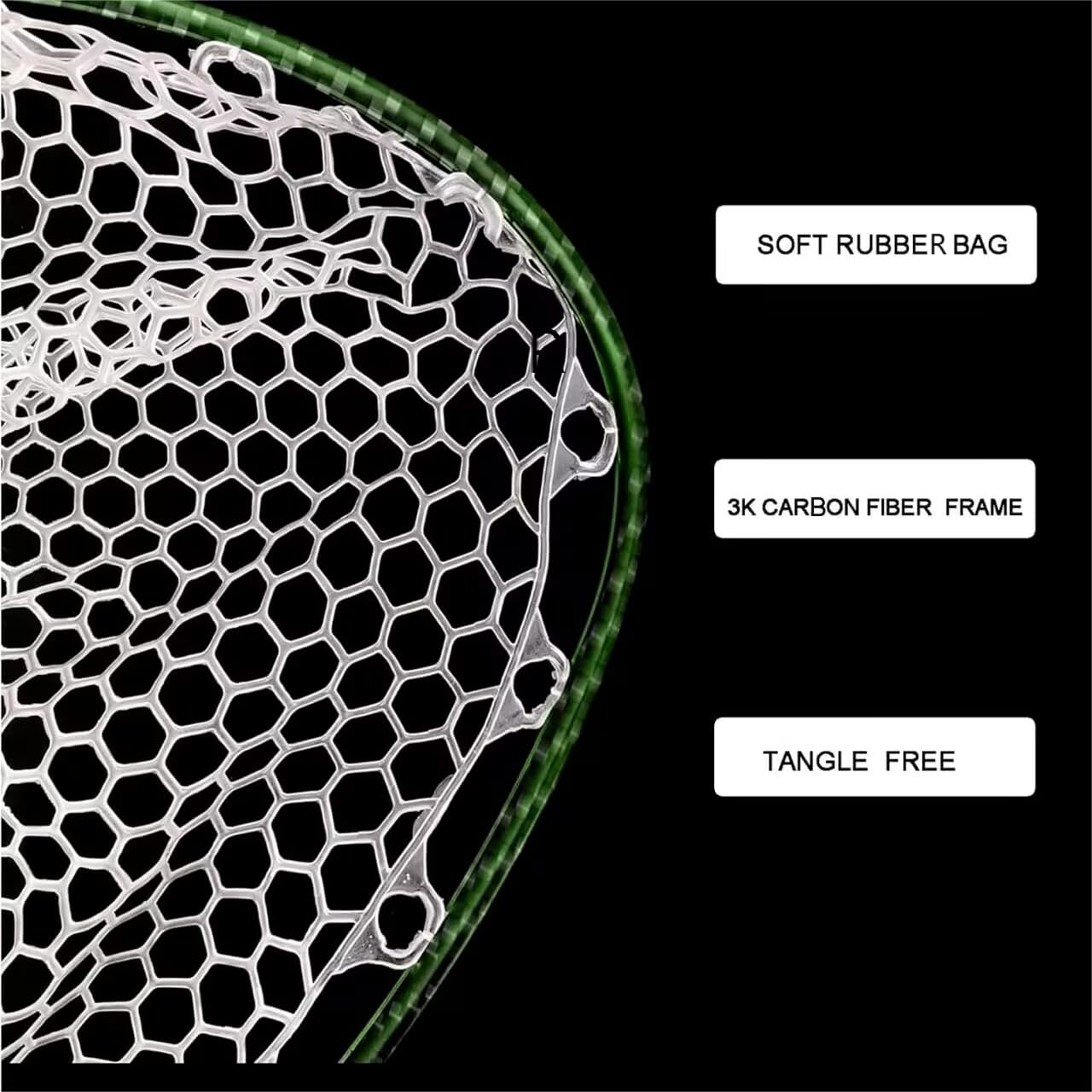 Aventik Fly Floating Fishing Net - Lightweight Carbon Fiber Landing Net with Clear Rubber Mesh for Trout, Catch & Release - Perfect for Fly Fishing, Streams, and Freshwater Angling