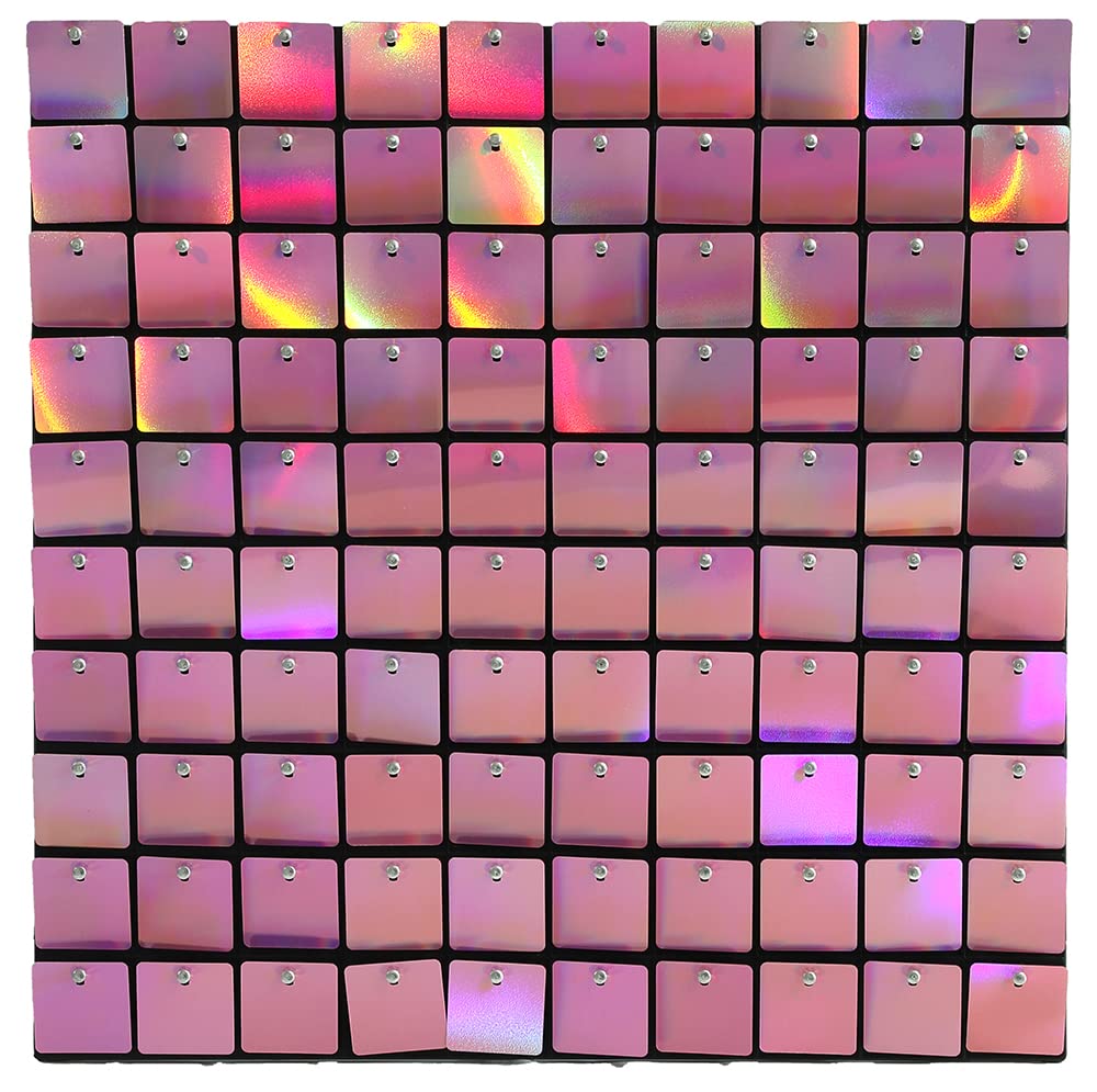 Shimmer Wall Panels & Sequins Backdrop - Set of 15 Decorative Panels for Events, Home Decor, Birthday Parties (Hot Pink Iridescent) | Perfect for Photo Booths, Wedding Receptions, and Room Decorations