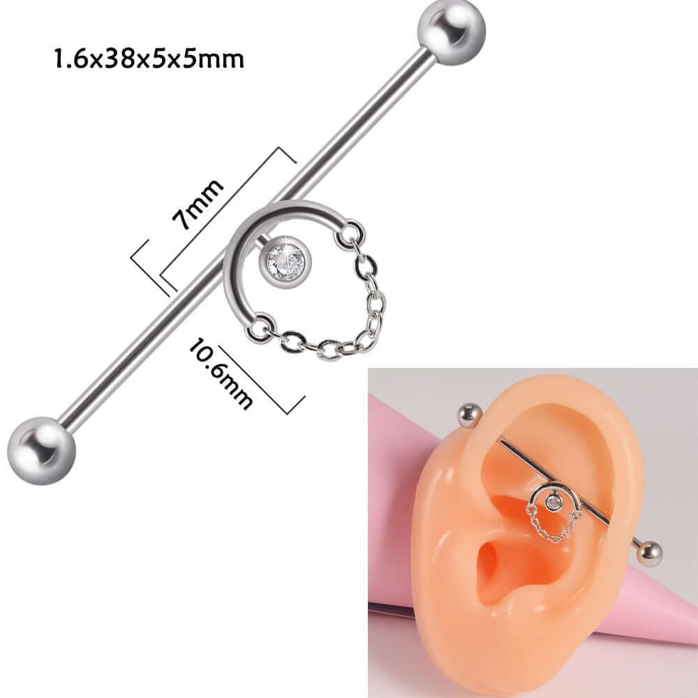 14g Silver Scorpio Insect Industrial Barbell Body Jewelry - Belly Button & Nose Piercing Bar | Perfect for Gothic, Punk & Alternative Fashion Styles