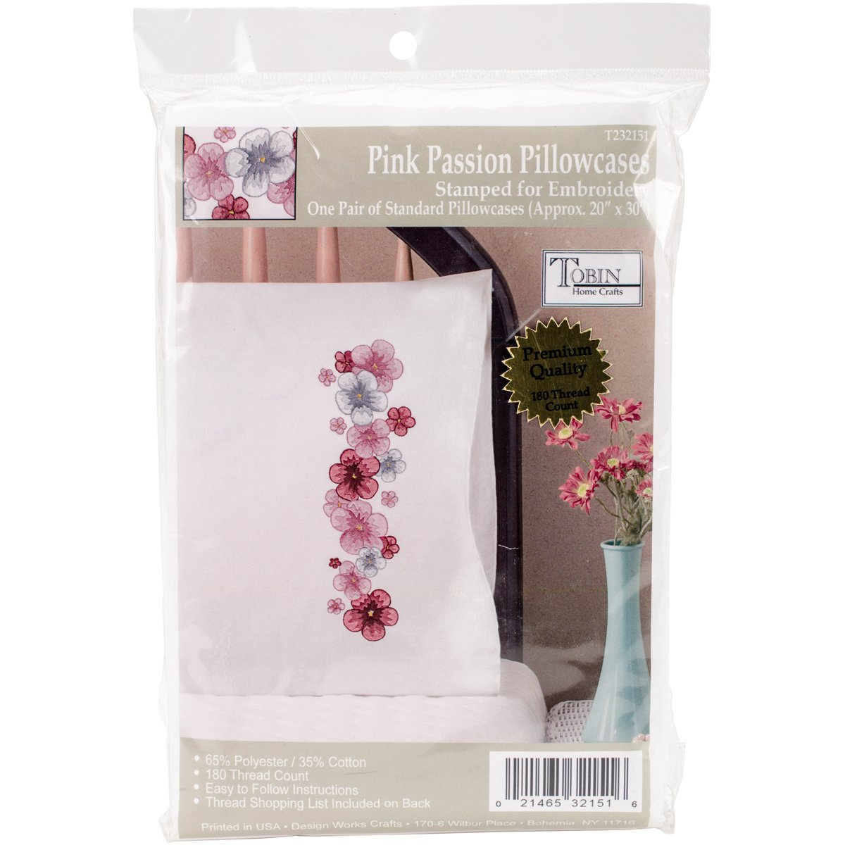 Tobin Pink Passion Pillowcases for Embroidery - Soft Luxury Bedding Set for Women & Girls - Perfect for Home Decor, Gifts, and DIY Craft Projects