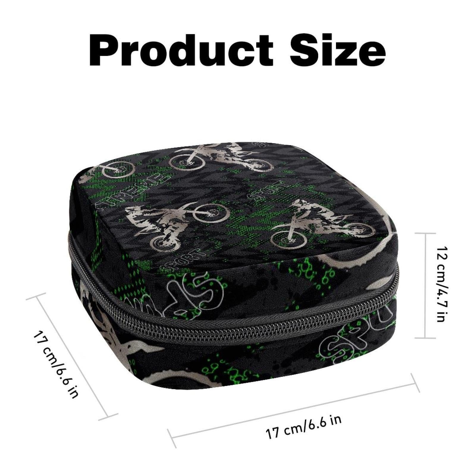 Premium Menstrual Hygiene Pouch - Waterproof Period Kit Organizer Bag for School, Travel & Gym - Holds Pads, Tampons & Menstrual Cups - Grunge Motocross Style Teen Girl Essentials Storage Case