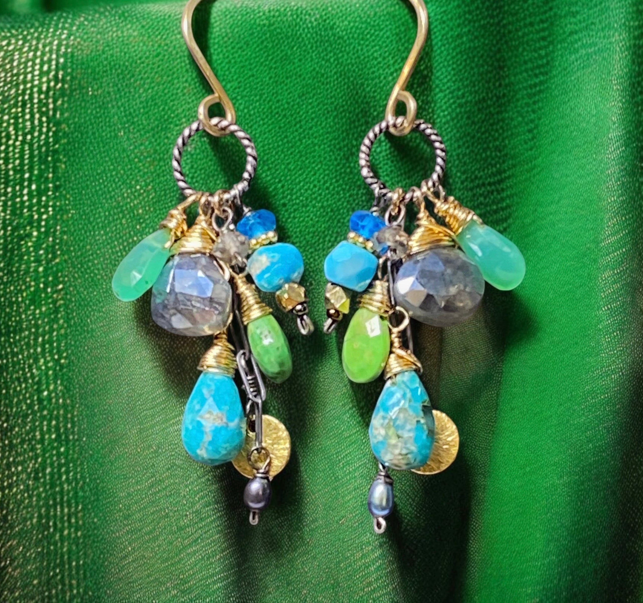 Stylish Turquoise Mixed Metal Dangle Earrings for Women - Boho Chic Jewelry for Parties, Weddings & Everyday Wear