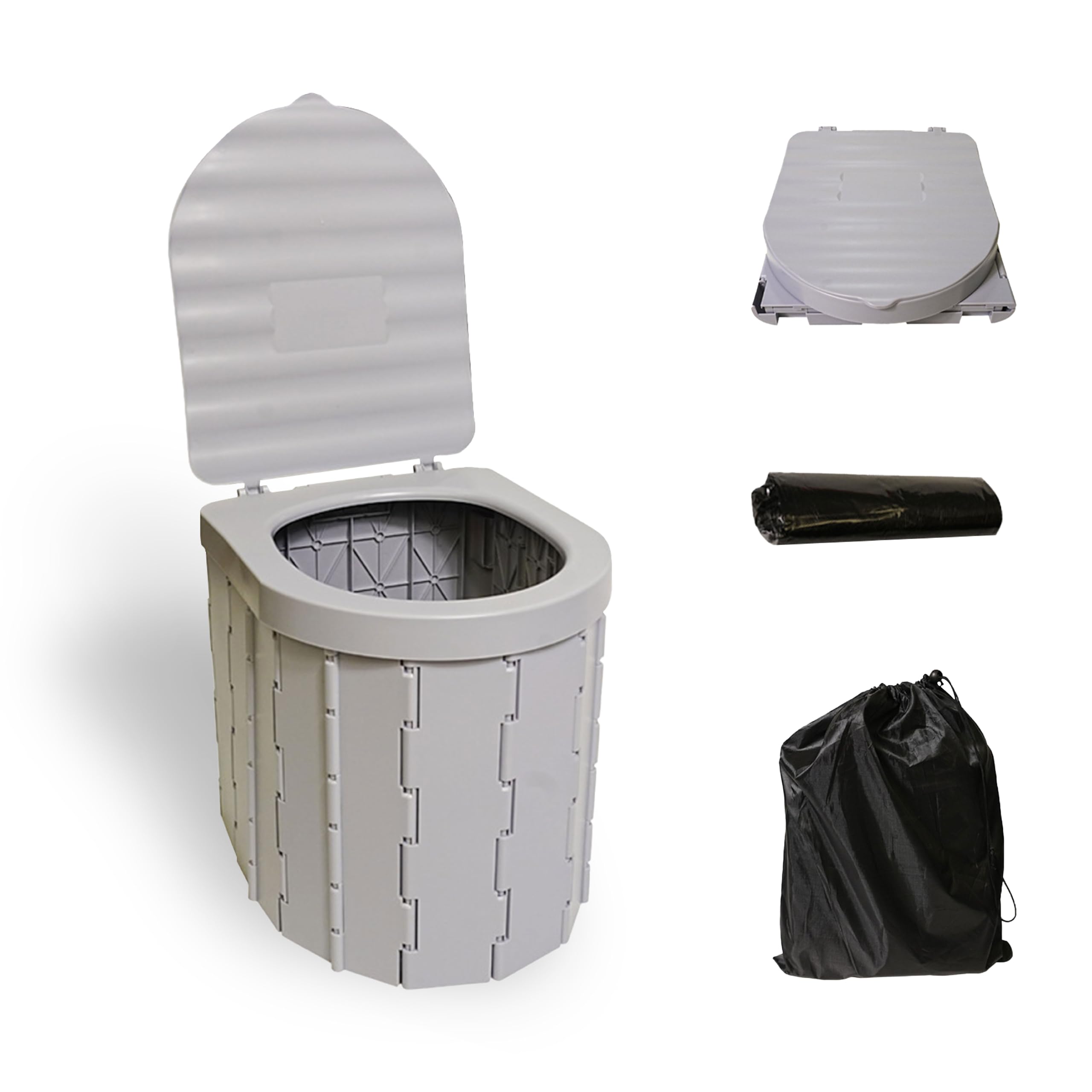 Extra Large Portable Toilet for Adults - Folding Camping Toilet with Lid & Trash Bags | Heavy Duty Outdoor Toilet for Camping, Hiking, RV Trips & Emergency Preparedness
