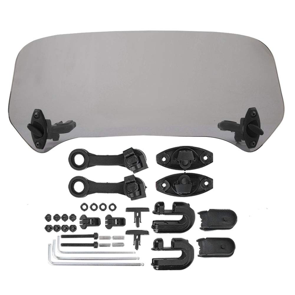 Universal Motorcycle Windshield Spoiler - Adjustable Air Deflector for Wind Protection (Smoked Small Size) - Perfect for Cruiser, Touring & Sport Bikes Riding Comfort