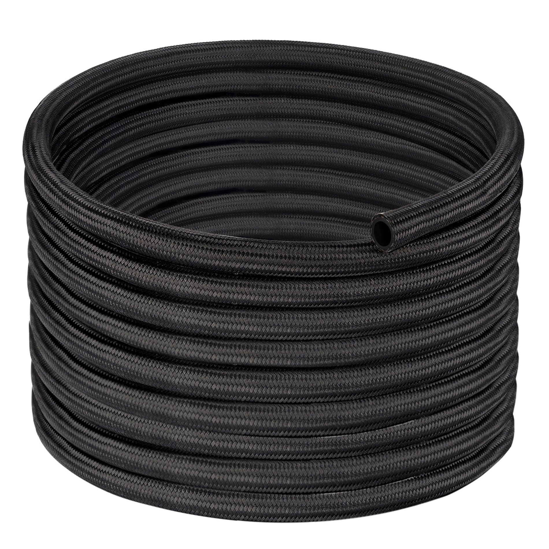 EVIL ENERGY 6AN Fuel Line - High Performance AN6 Braided Fuel Hose, 25FT Black Nylon CPE for Fuel Systems - Perfect for Automotive, Racing, Marine & Motorcycle Applications