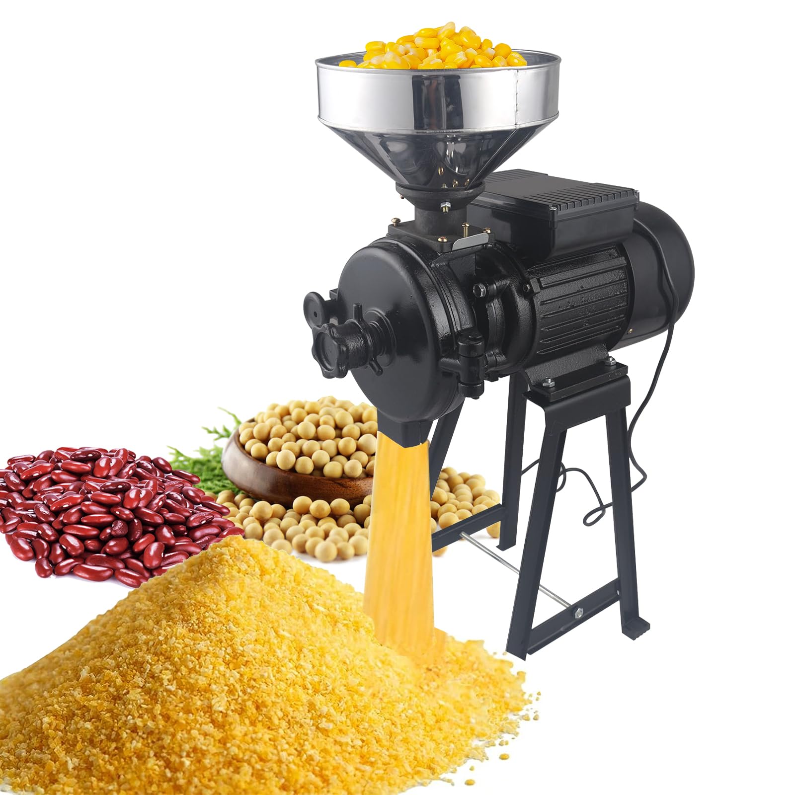 2200W Electric Grain Mill Grinder - Commercial Corn & Spice Grinder for Wheat, Flour & Cereals | Adjustable Powder Thickness | Heavy Duty Dry & Wet Grinding | Perfect for Home Bakeries, Coffee Shops & Commercial Kitchens