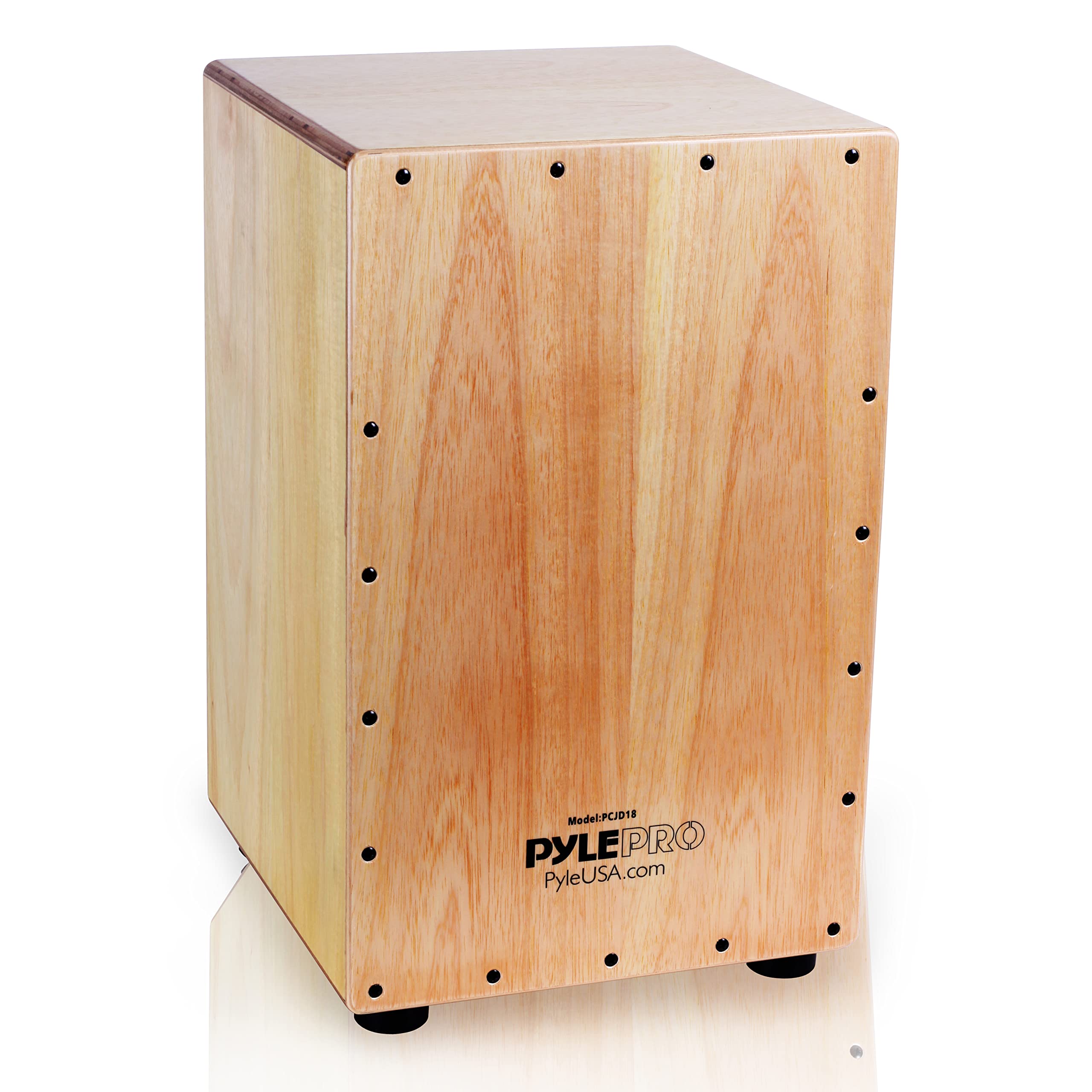 Pyle Jam Wooden Cajon Drum - Handcrafted Compact & Lightweight Percussion Box with Internal Guitar Strings & Rubber Feet - Perfect for Live Performances, Studio Recording & Music Education (PCJD18)