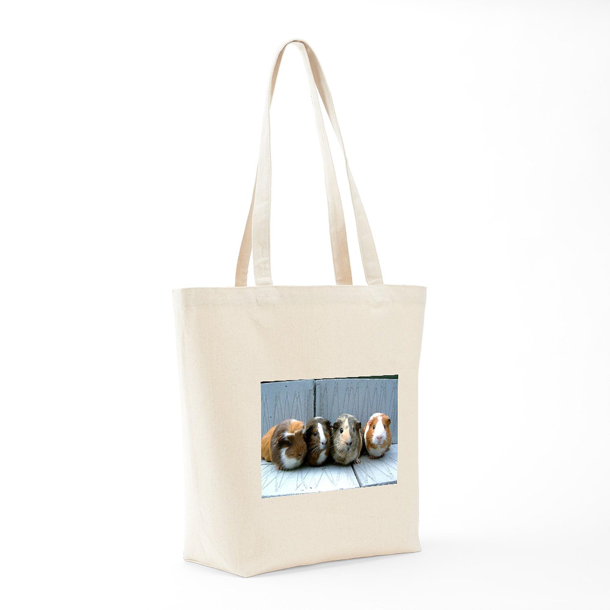 Guinea Pig Tote Bag - Natural Canvas Reusable Shopping Bag for Groceries, Beach & Everyday Use | Eco-Friendly Cotton Tote with Cute Animal Design
