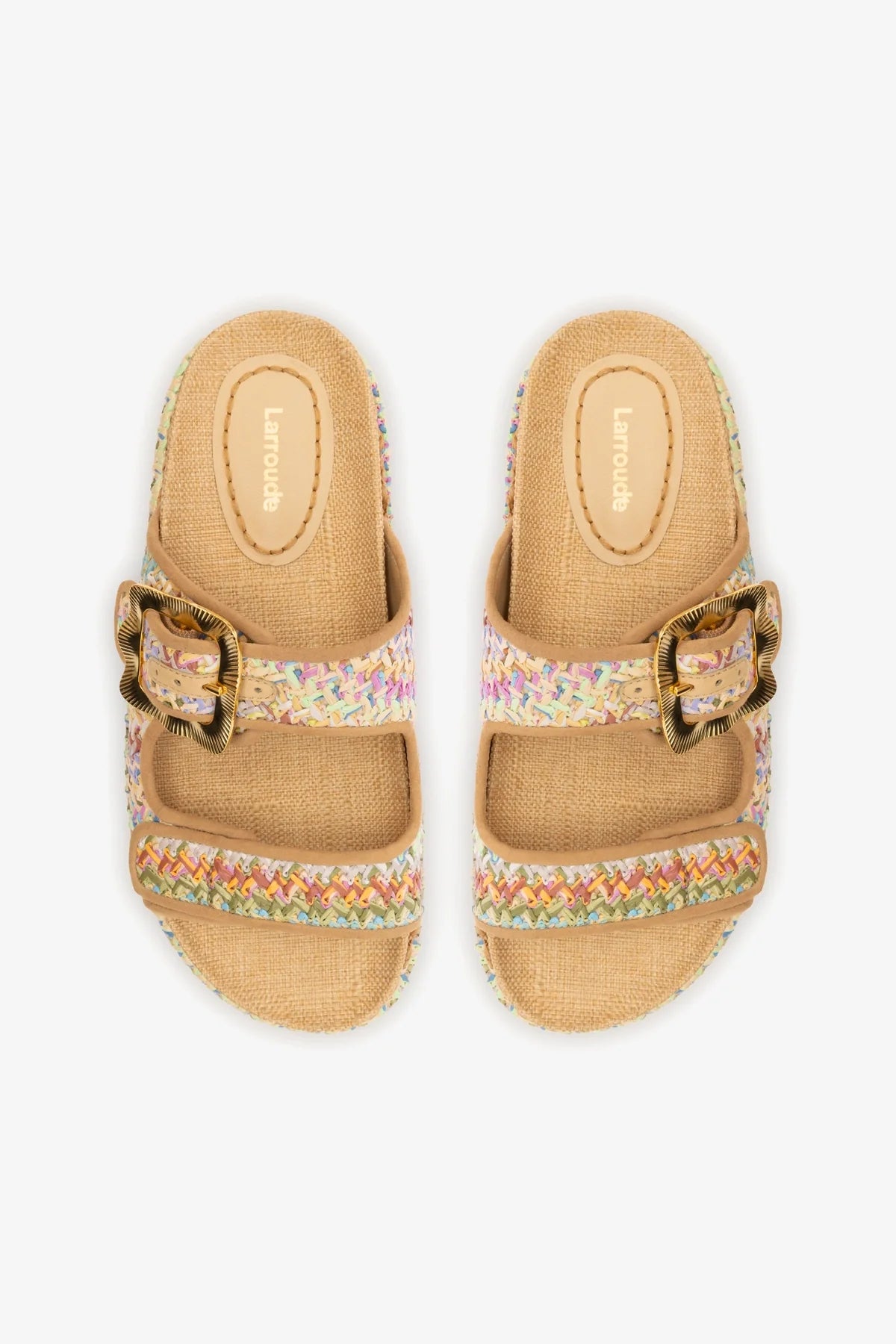 Bohemian Maui Slide-In Tapestry with Rainbow Raffia & Beige Trimming - Perfect for Beach Weddings, Boho Home Decor & Festival Backdrops