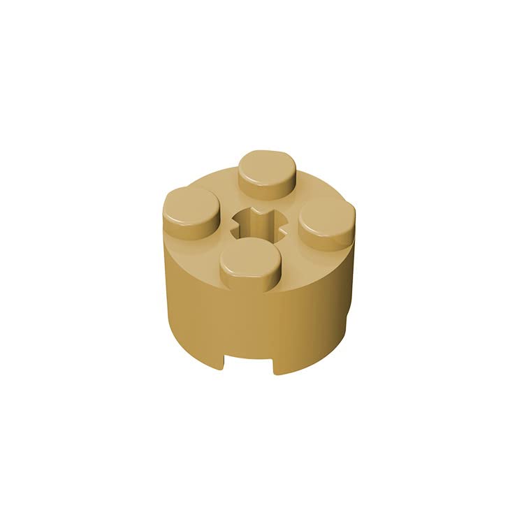 100-Piece Classic Bulk Brick Blocks - 2x2 Round Bricks with Axle Hole in Apricot Yellow | Compatible with Lego 3941 Parts | Perfect for Kids' STEM Toys, DIY Building Projects & Creative Play