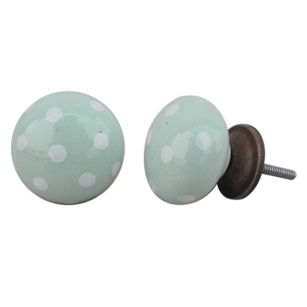 Premium 10-Piece Ceramic Green Polka Dot Drawer Knobs - Elegant Kitchen Cabinet Hardware & Dresser Pulls - Decorative Designer Handles for Cabinets, Drawers, and Furniture (Perfect for Home Renovation & DIY Projects)