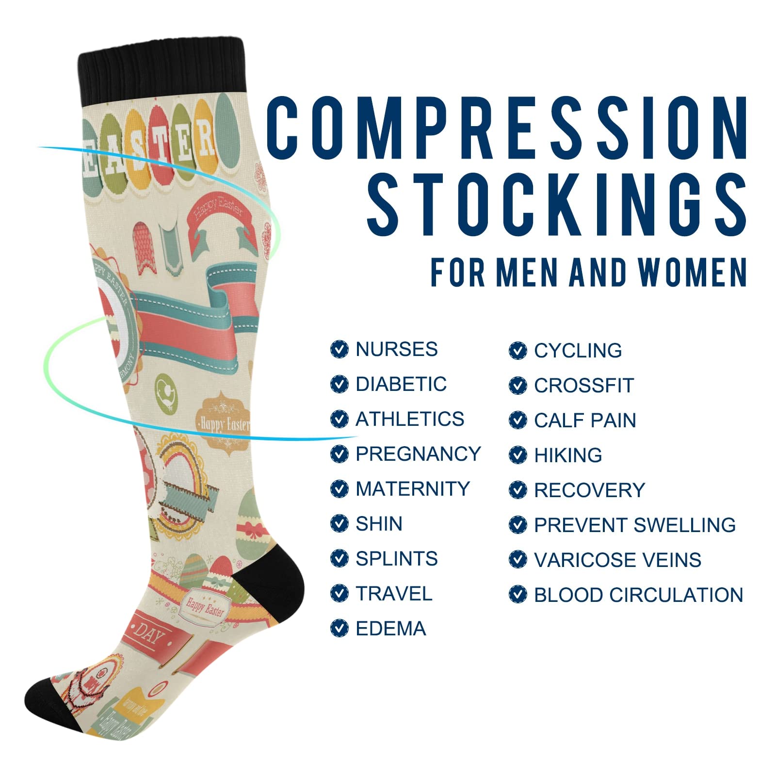 Best Compression Socks for Women & Men - Medical Grade Support Socks for Running, Cycling, Nursing & Travel - Improve Blood Circulation & Reduce Leg Fatigue