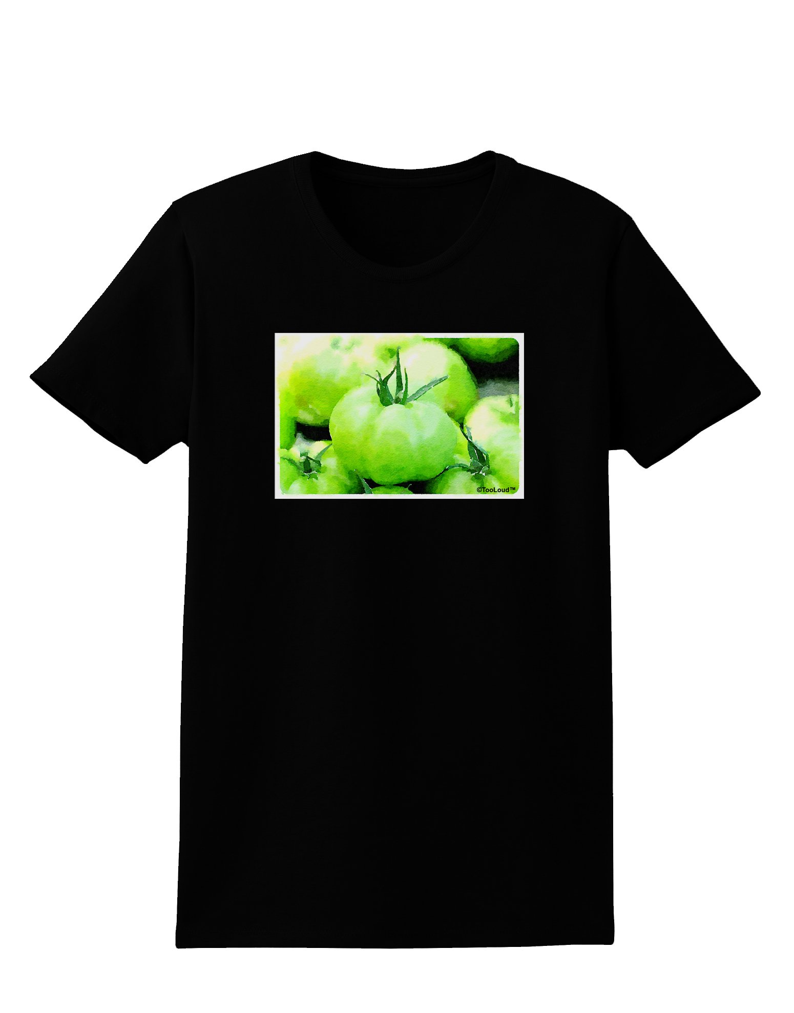 TooLoud Watercolor Green Tomatoes Women's Dark T-Shirt - Stylish Graphic Tee for Casual Wear, Street Fashion & Everyday Outfits