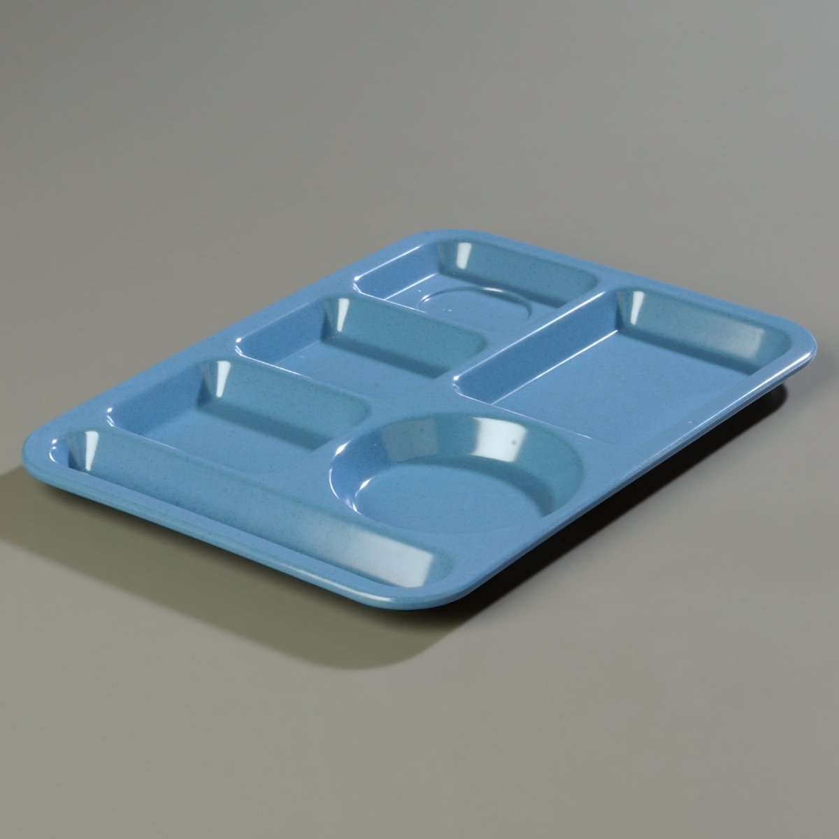 Carlisle FoodService Heavyweight 6-Compartment Left-Handed Plastic Meal Tray - Melamine Lunch Tray for Schools, Cafeterias & Dining Halls - 14 x 10 Inches, Sandshade - Durable Food Serving Solution for Buffets, Hospital Meals & Institutional Dining