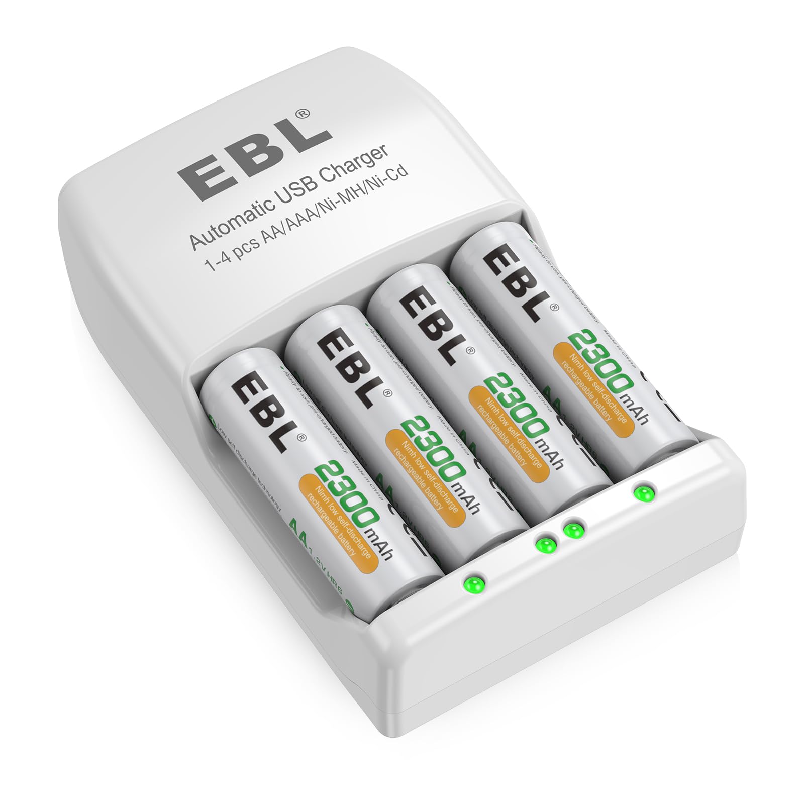 EBL AA Rechargeable Batteries 2300mAh High Capacity - 8 Pack with 916 Battery Charger Combo Set | Perfect for Cameras, Flashlights, Toys & Electronic Devices