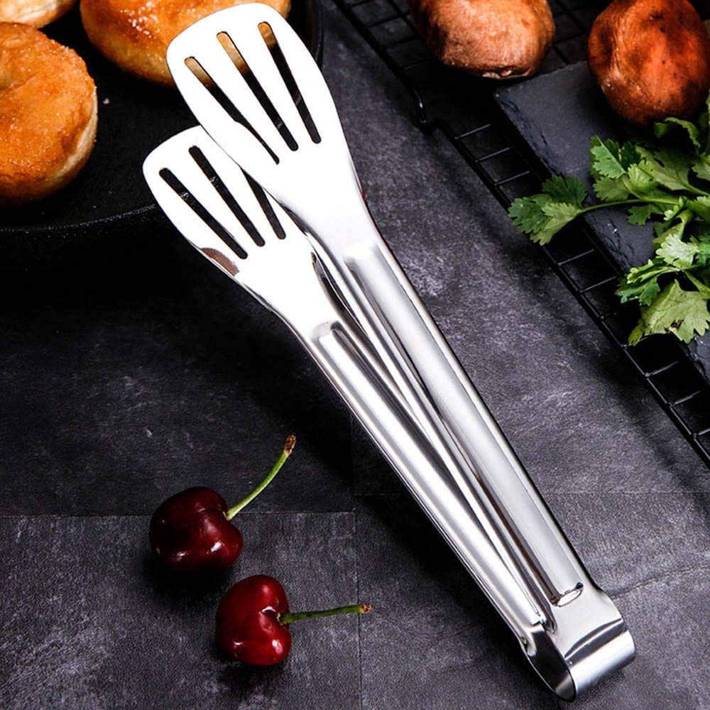 Premium Stainless Steel Kitchen Tongs - Heat-Resistant Food Tongs for Cooking, Baking, BBQ & Buffet Serving - Ideal for Pastry, Bread, Salad & Grilling (Set of 2) - Perfect for Restaurants, Catering & Home Kitchens
