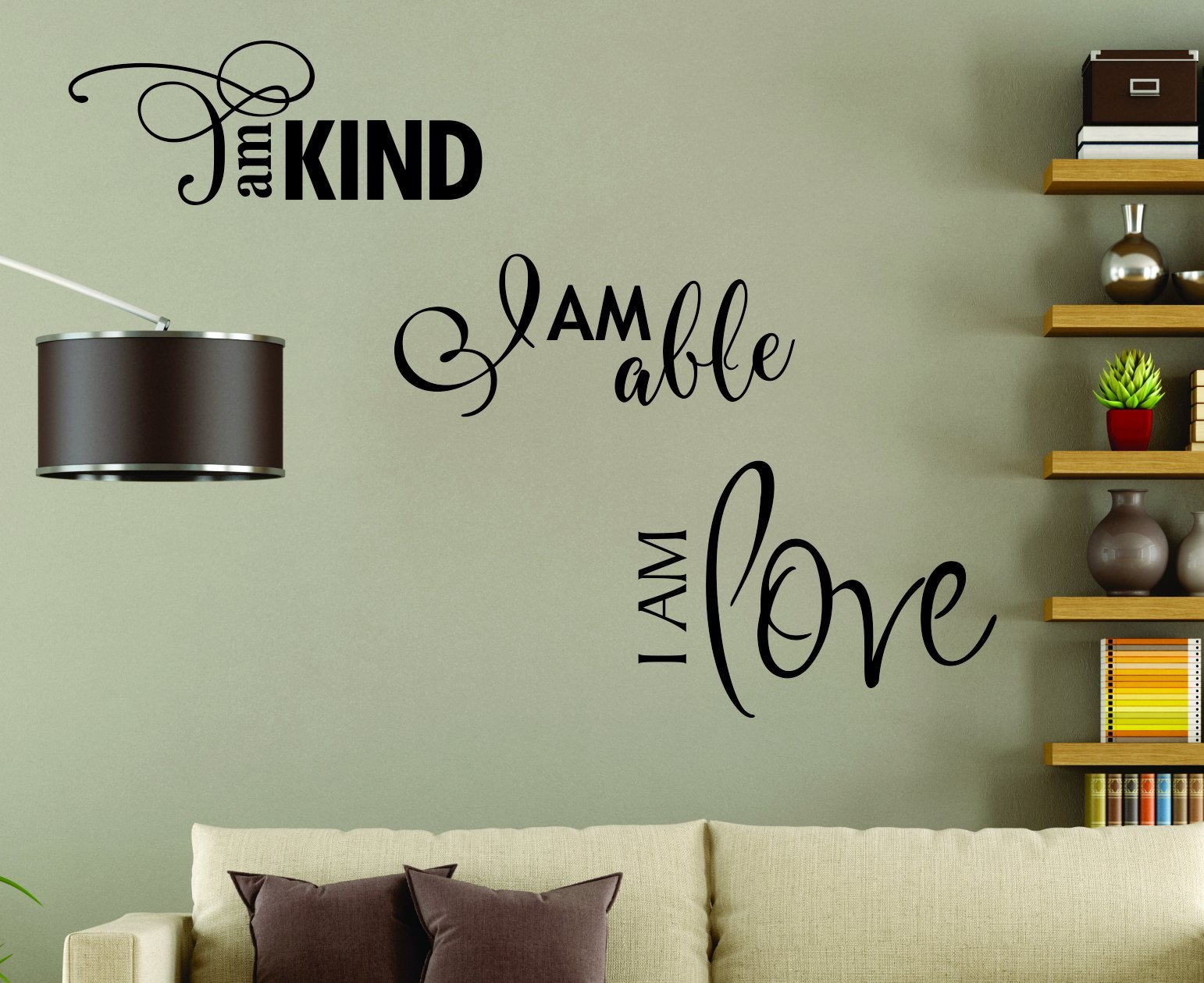 Kind Able Love Vinyl Wall Decals - Set of 3 Inspirational Quotes for Home Decor