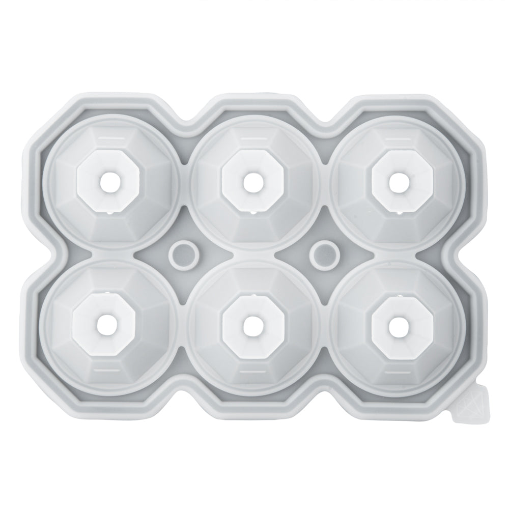 Premium Black Silicone Ice Cube Tray - 6 Diamond-Shaped Compartments (2
