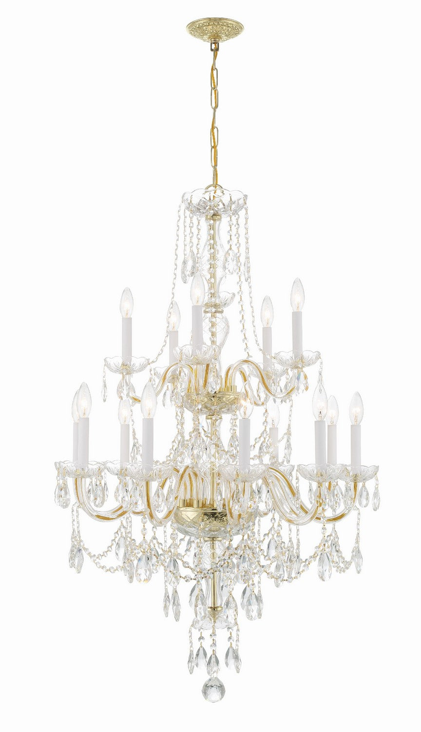 15-Light Crystal Chandelier for Dining Room - Modern Elegant Ceiling Light Fixture with LED Bulbs - Perfect for Home Decor, Living Room & Bedroom Lighting