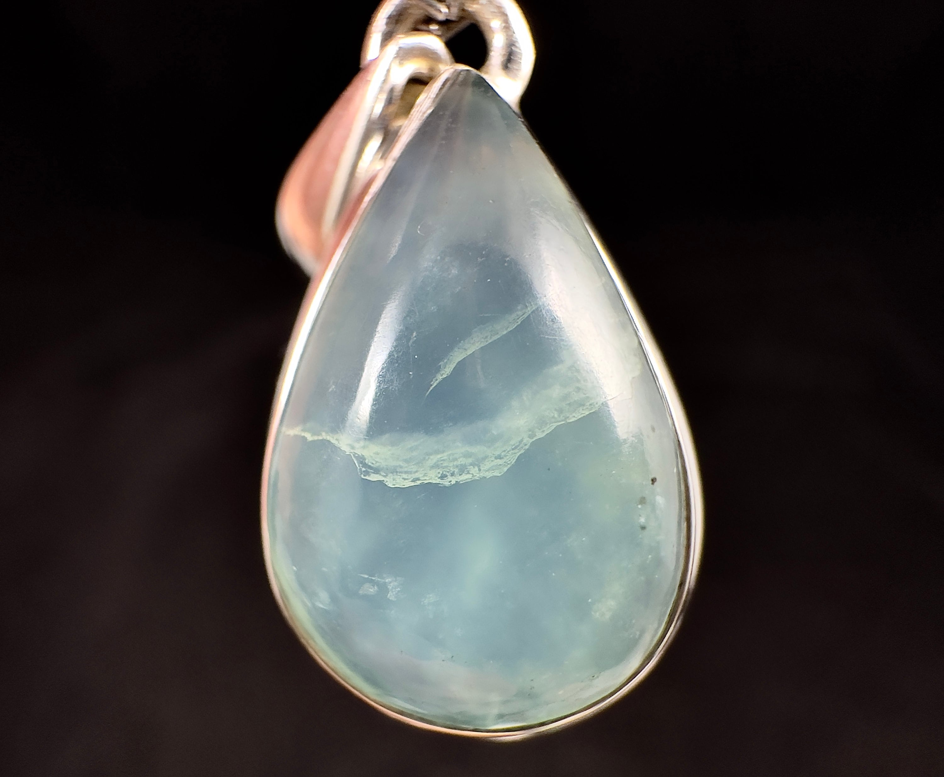 Genuine Peruvian Blue Opal Teardrop Pendant - Handcrafted Sterling Silver Open Back Bezel Cabochon Jewelry | Perfect for Boho Necklaces, Spiritual Healing & Unique Gifts