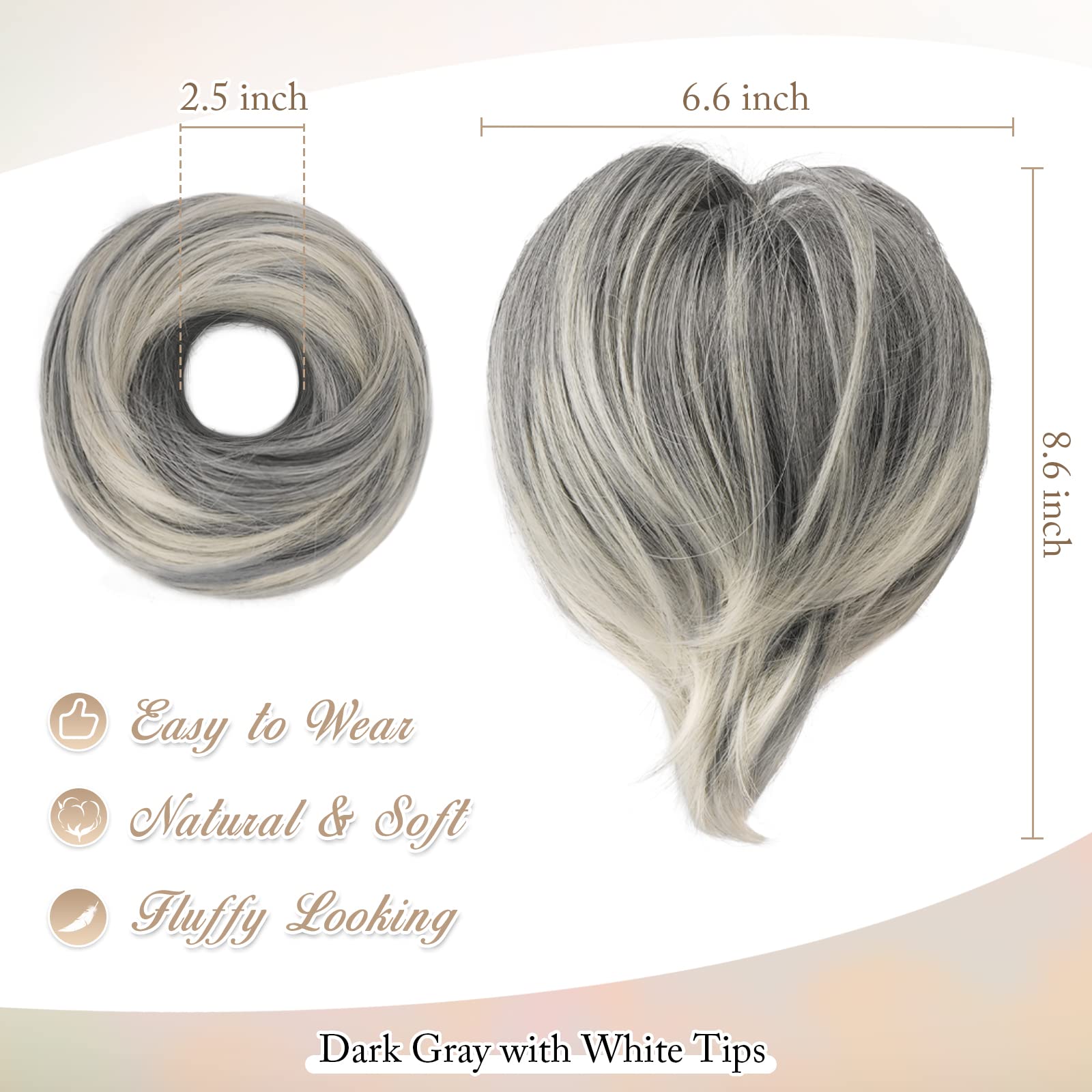 Straight Hair Bun Ponytail Extension - Elastic Scrunchie Hair Tie for Women | Perfect for Workout, Office & Everyday Hairstyles