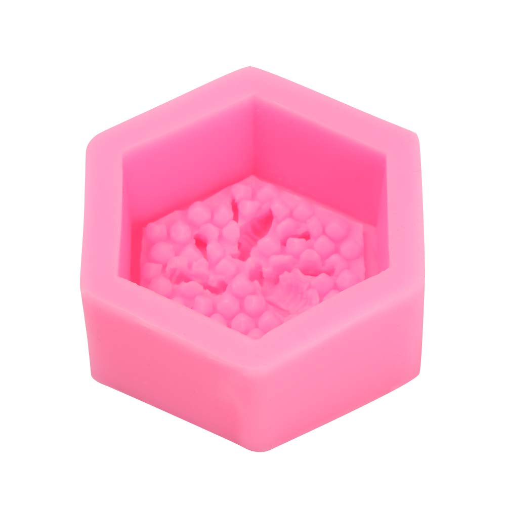 3.03 Inch Pink Beehive Silicone Mold for DIY Beeswax Candles, Soap Making, Wax Melts & Crayons - 3D Honeycomb Candle Making Supplies for Home Decor, Gifts & Craft Projects