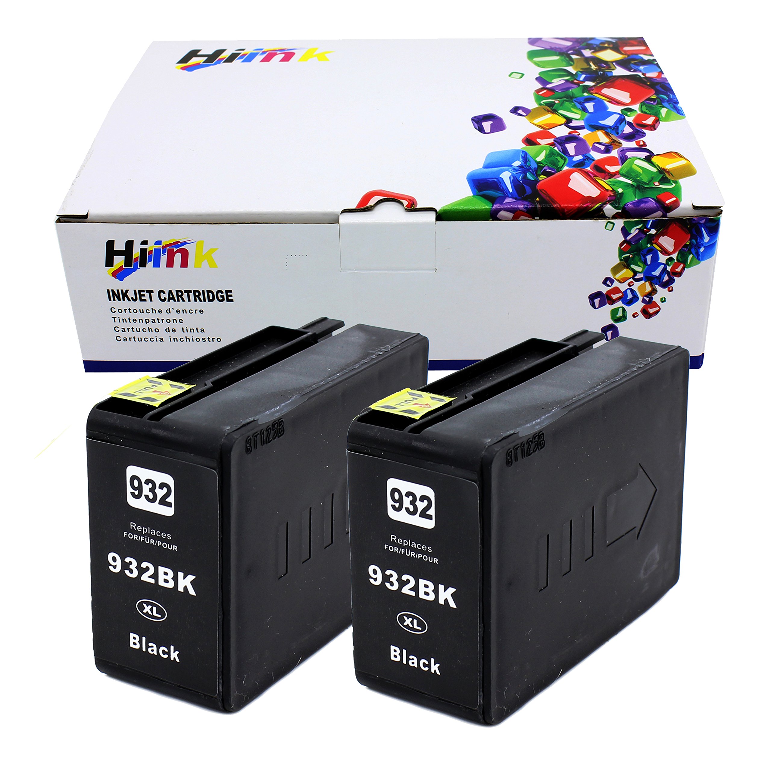HIINK 2 Pack 932XL Black Ink Replacement Cartridges for HP 932/933 - Compatible with HP OfficeJet 6100, 6600, 6700, 7110, 7610, 7612, 7620 Printers - High Yield Printing for Home & Office Use (Black, 2-Pack)
