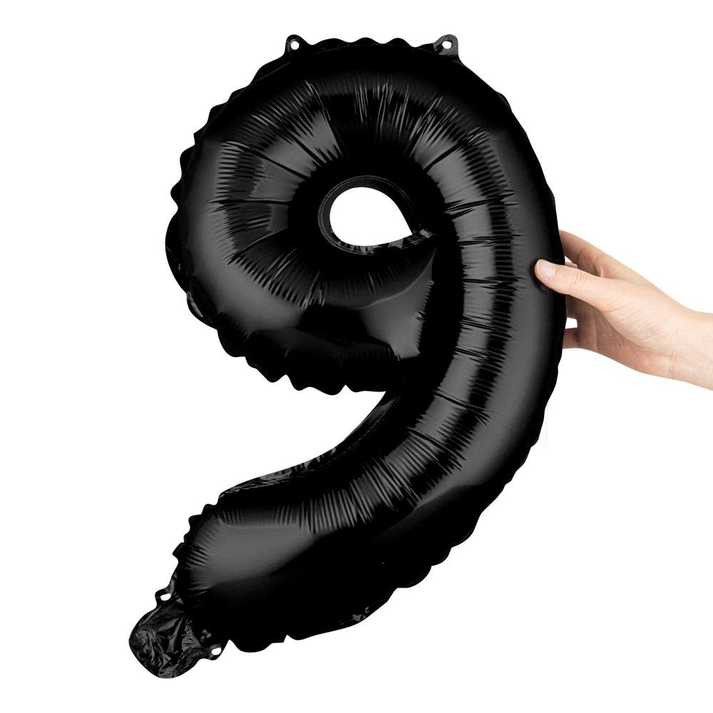 Balloonify Black Mylar Number 9 Balloon - 16 Inch Large Foil Balloons (1 Count) for Birthday Parties, Anniversaries & Celebrations