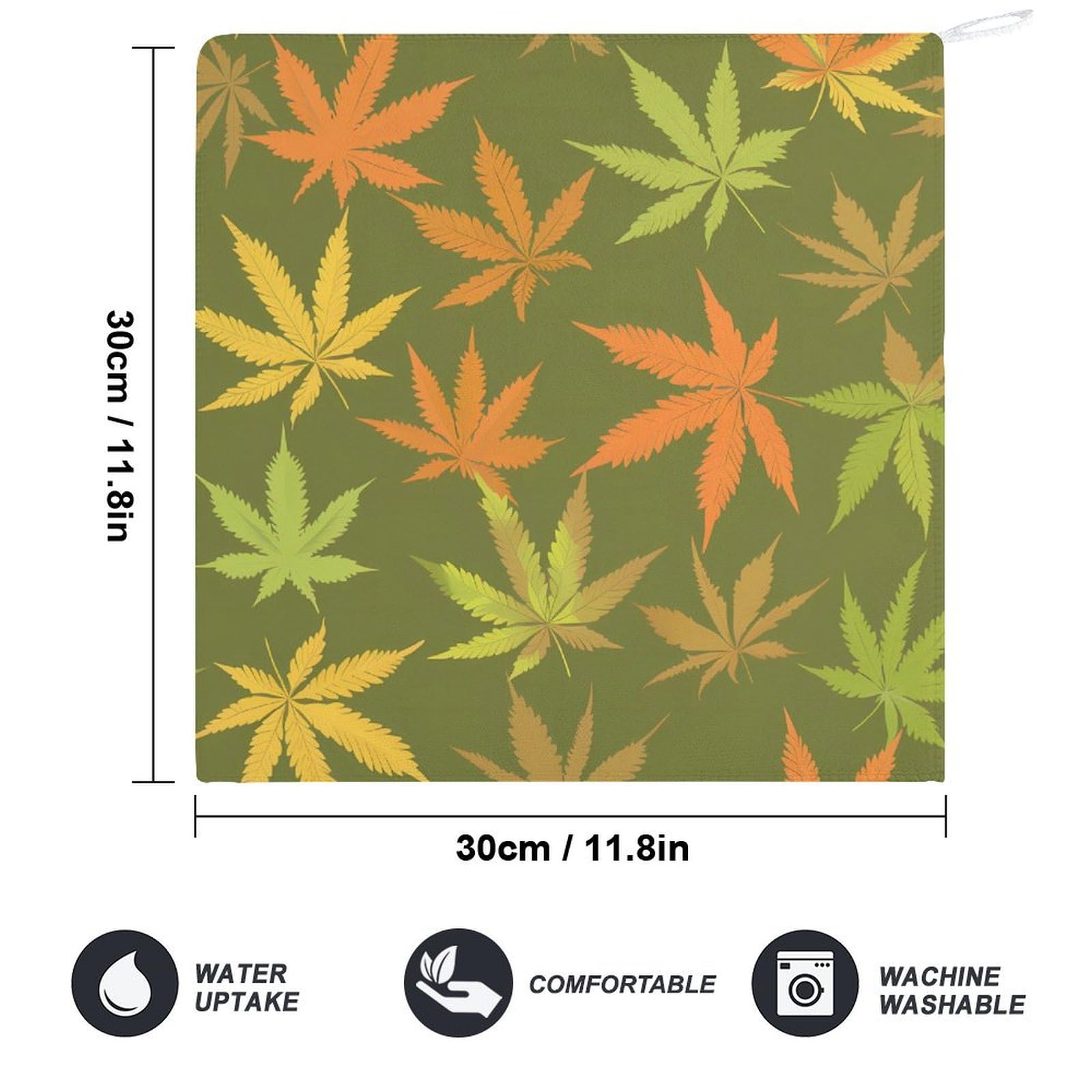 Super Absorbent Weed Leaves Soft Hanging Hand Towels - Cute Washcloths with Hanging Loop (1PC) - Perfect for Kitchen, Bathroom & Outdoor Use
